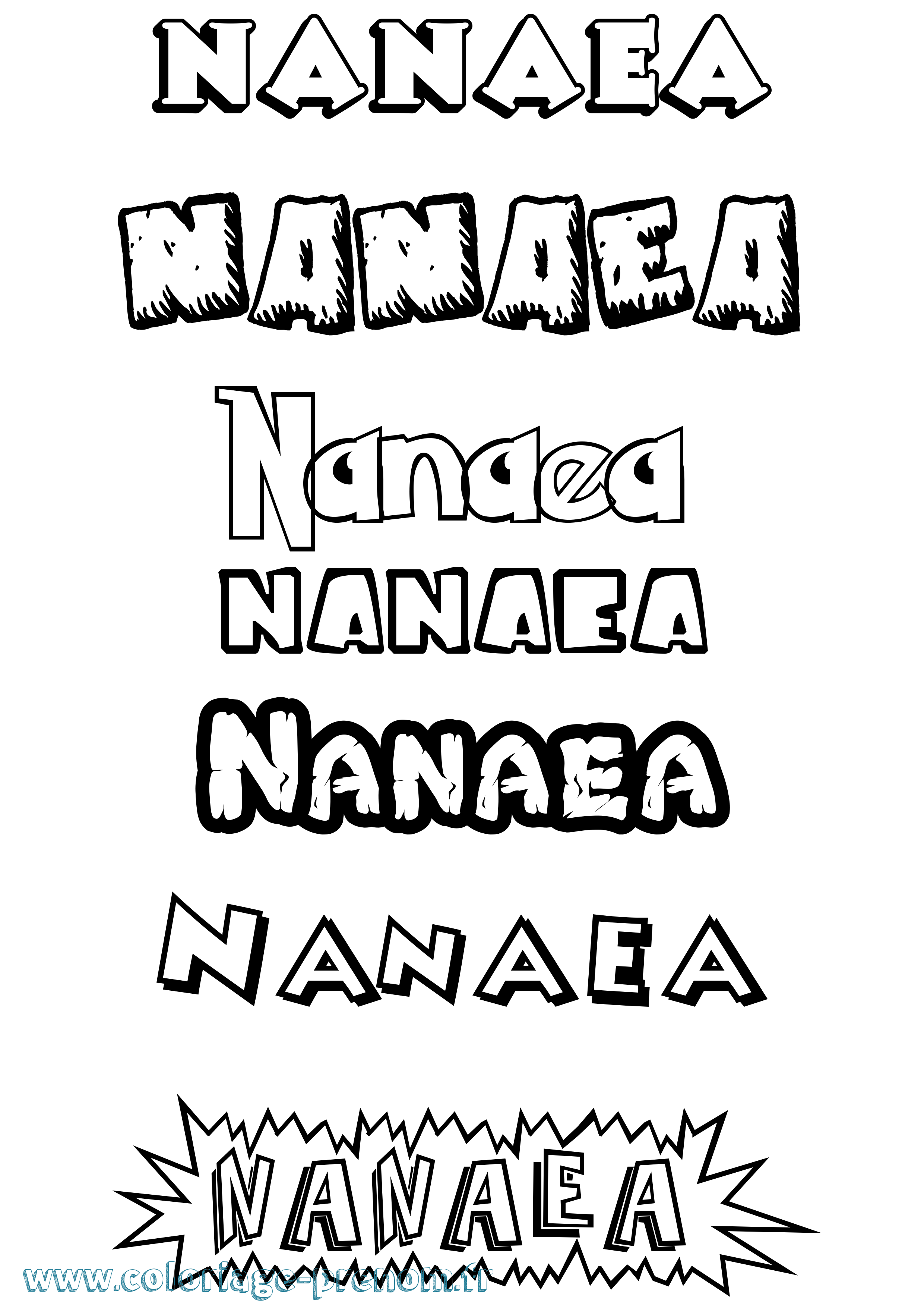 Coloriage prénom Nanaea Dessin Animé