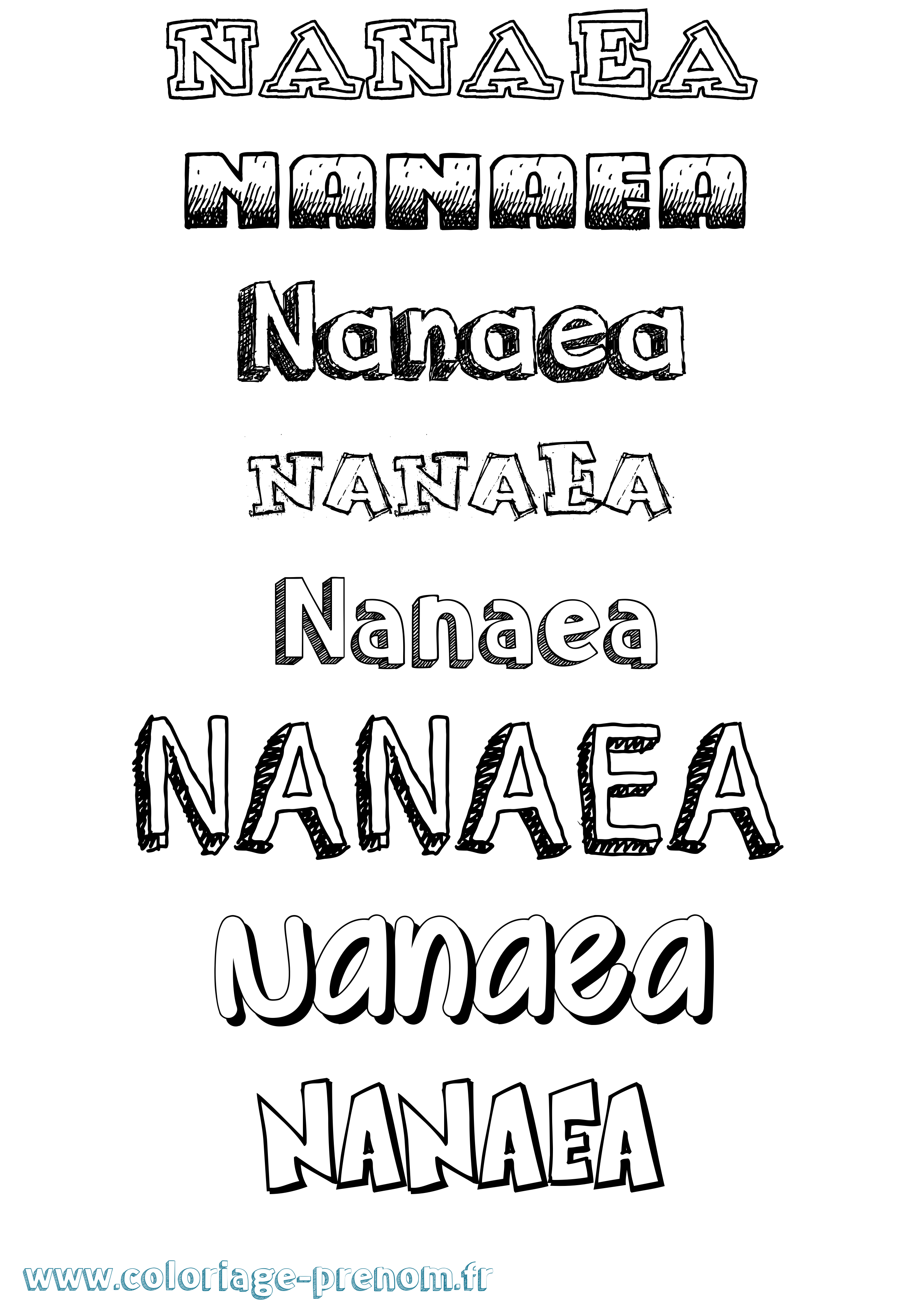 Coloriage prénom Nanaea Dessiné