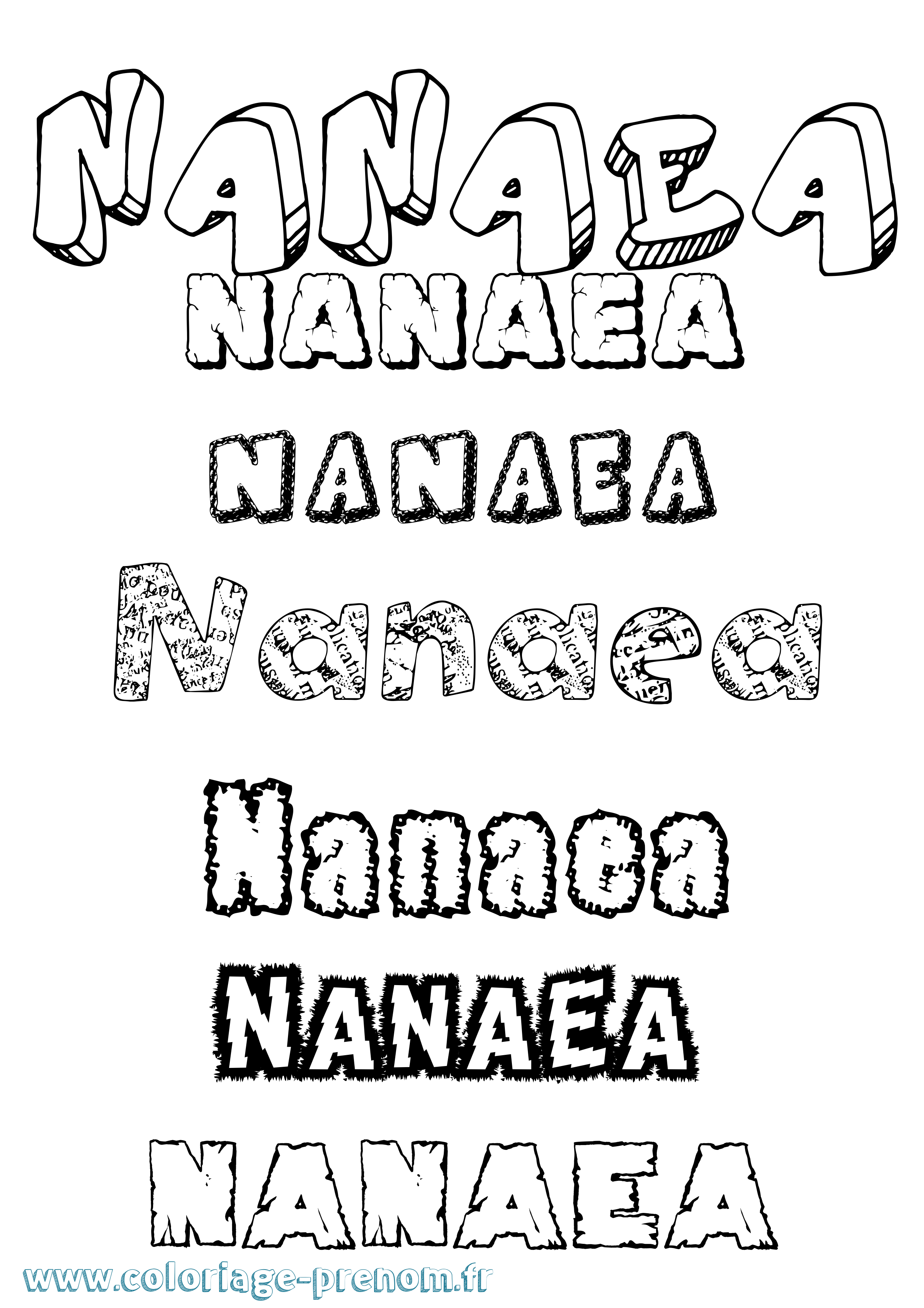Coloriage Nanaea Destructuré Coloriage prénom Nanaea Destructuré