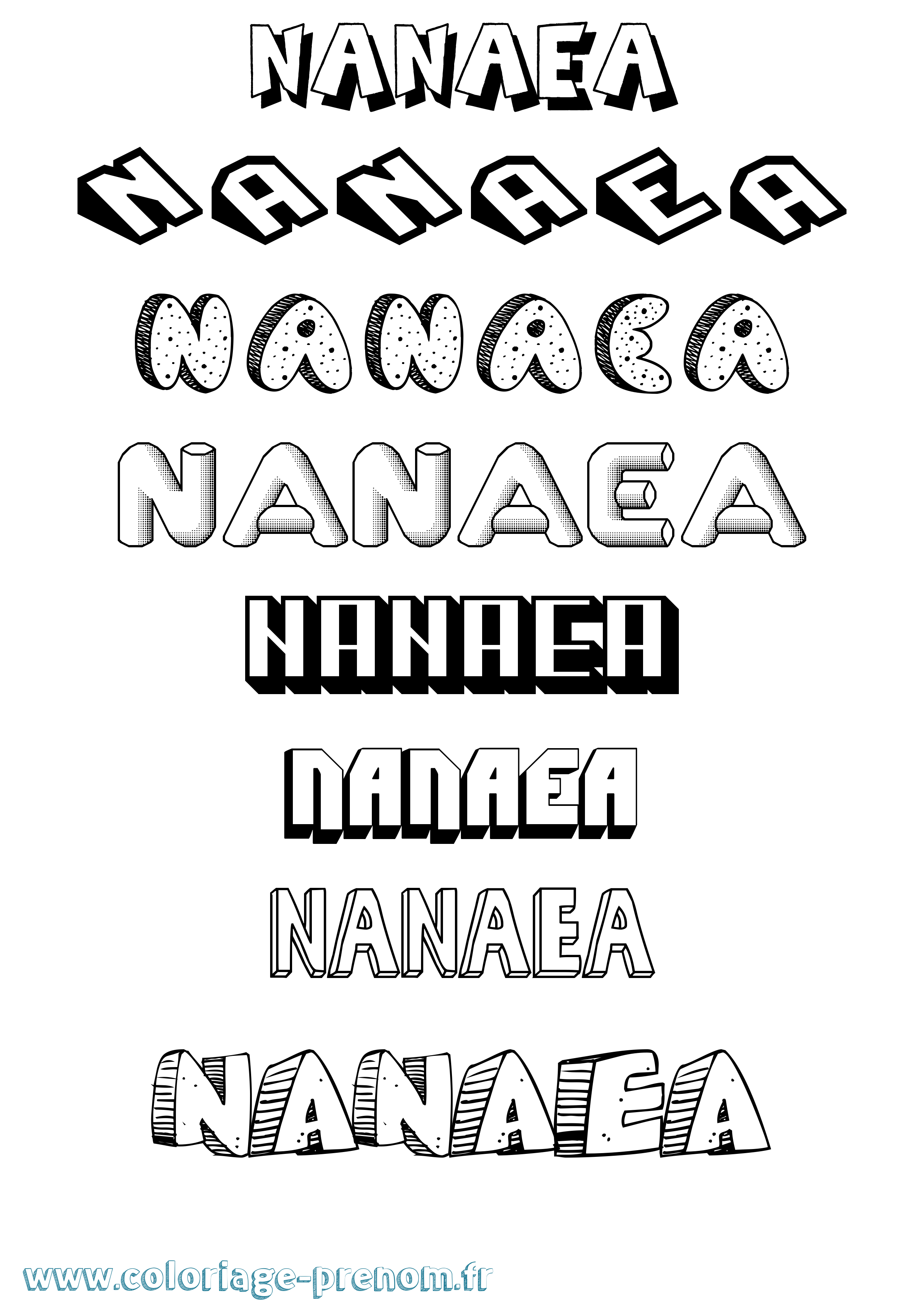Coloriage prénom Nanaea Effet 3D