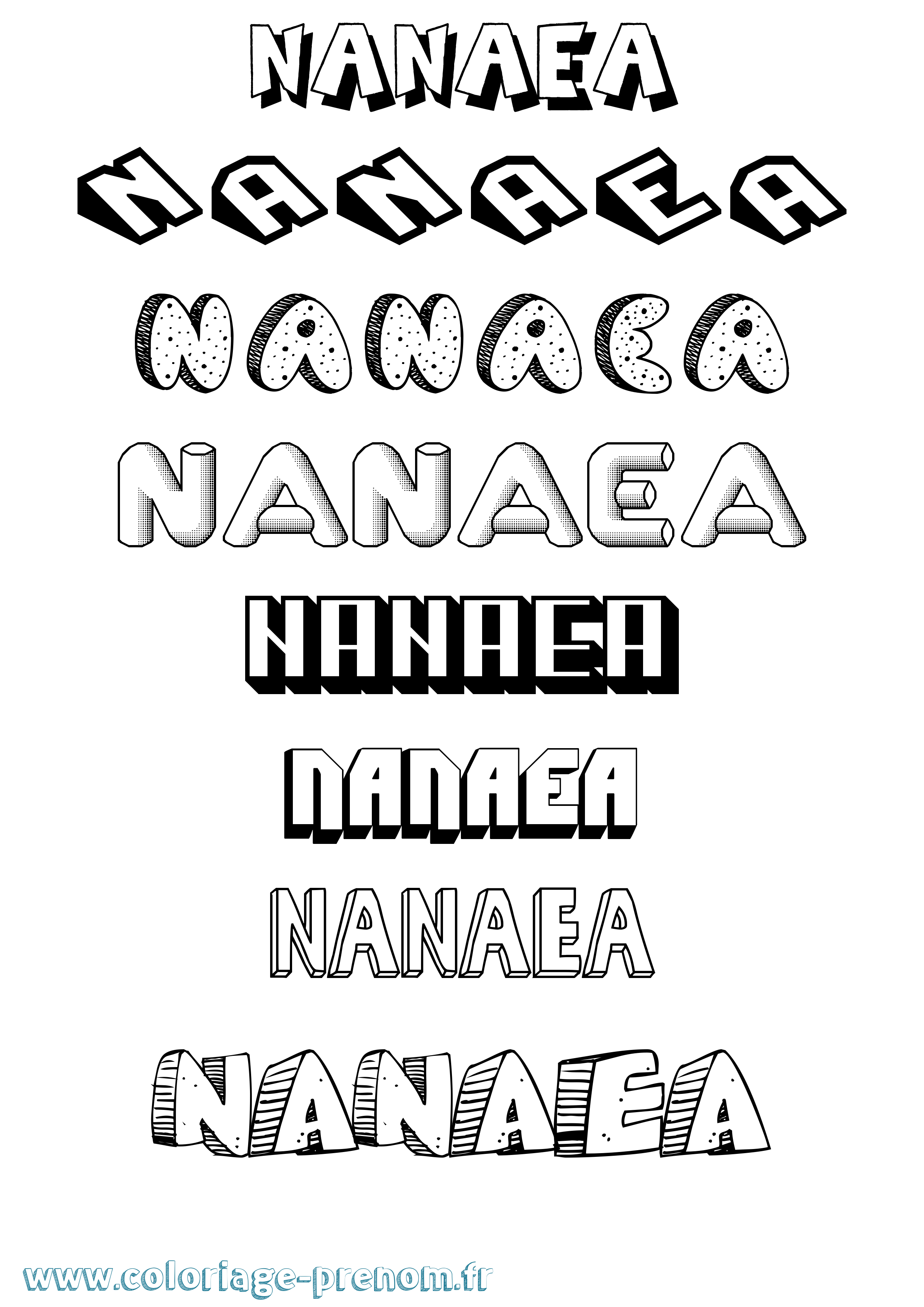 Coloriage Nanaea Effet 3D Coloriage prénom Nanaea Effet 3D