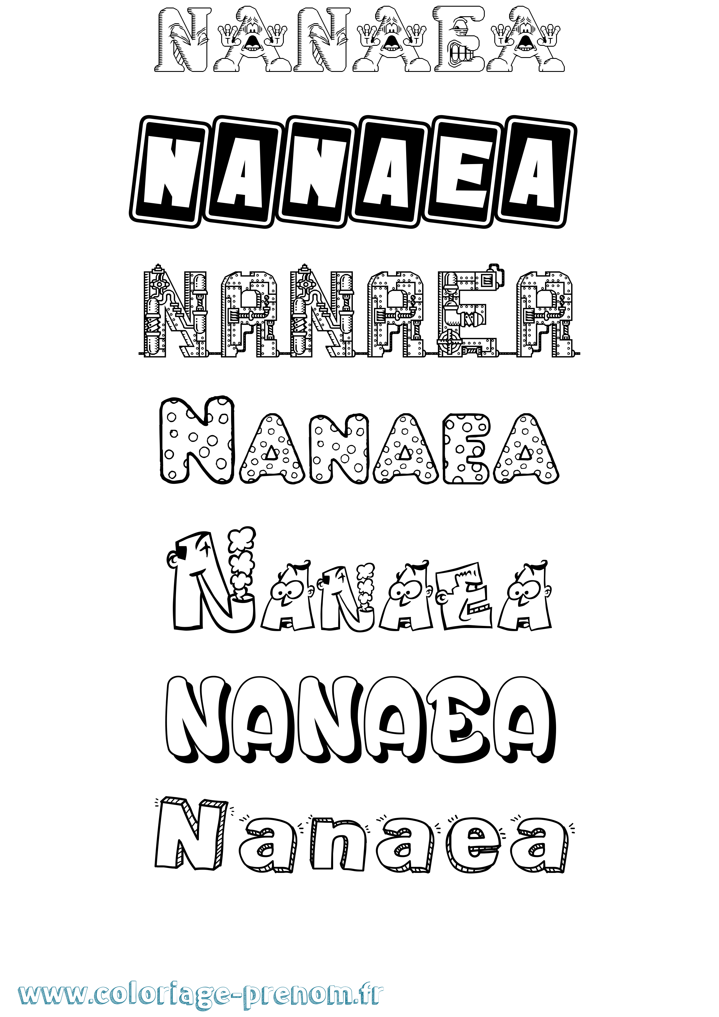 Coloriage prénom Nanaea Fun