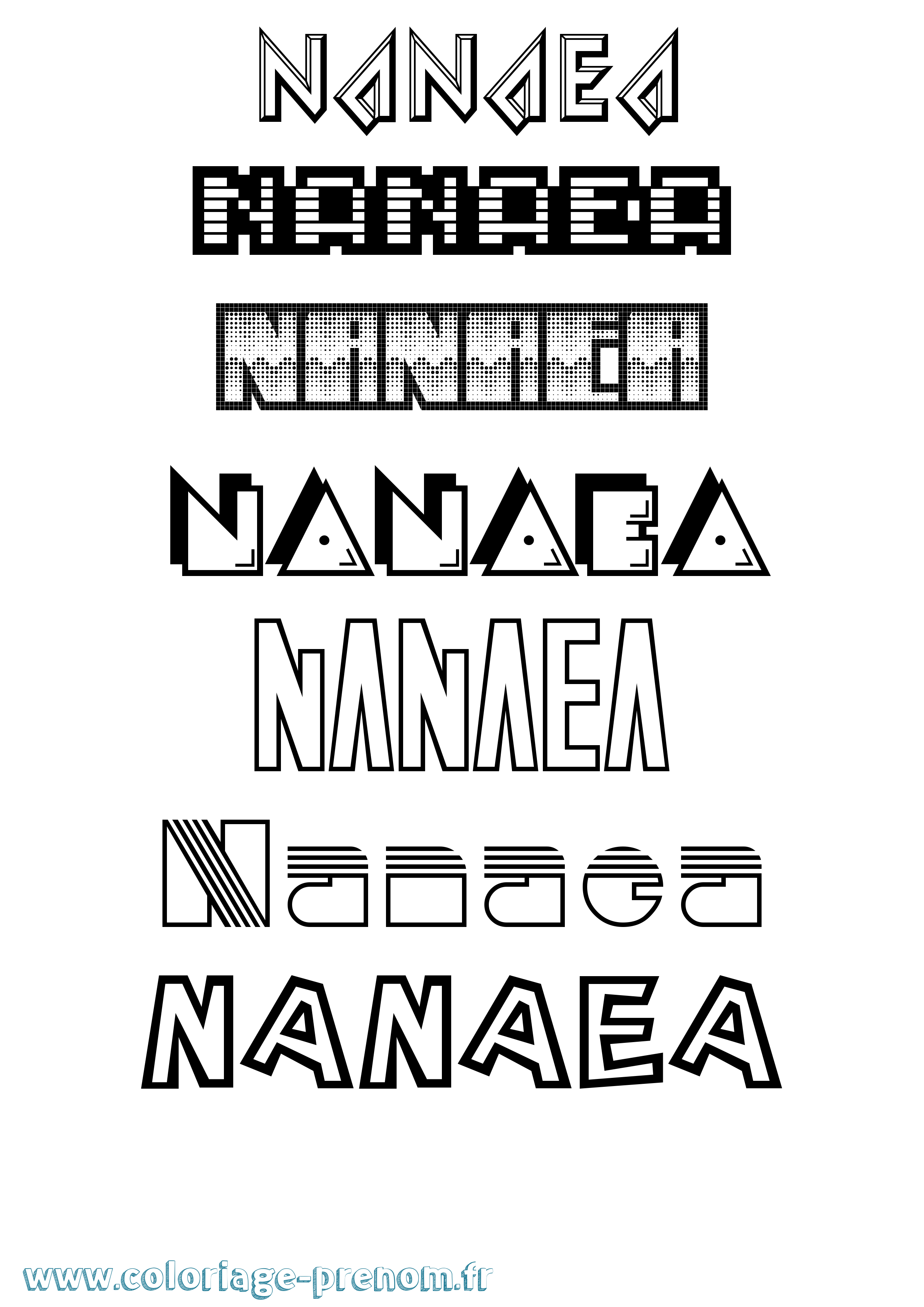 Coloriage prénom Nanaea Jeux Vidéos