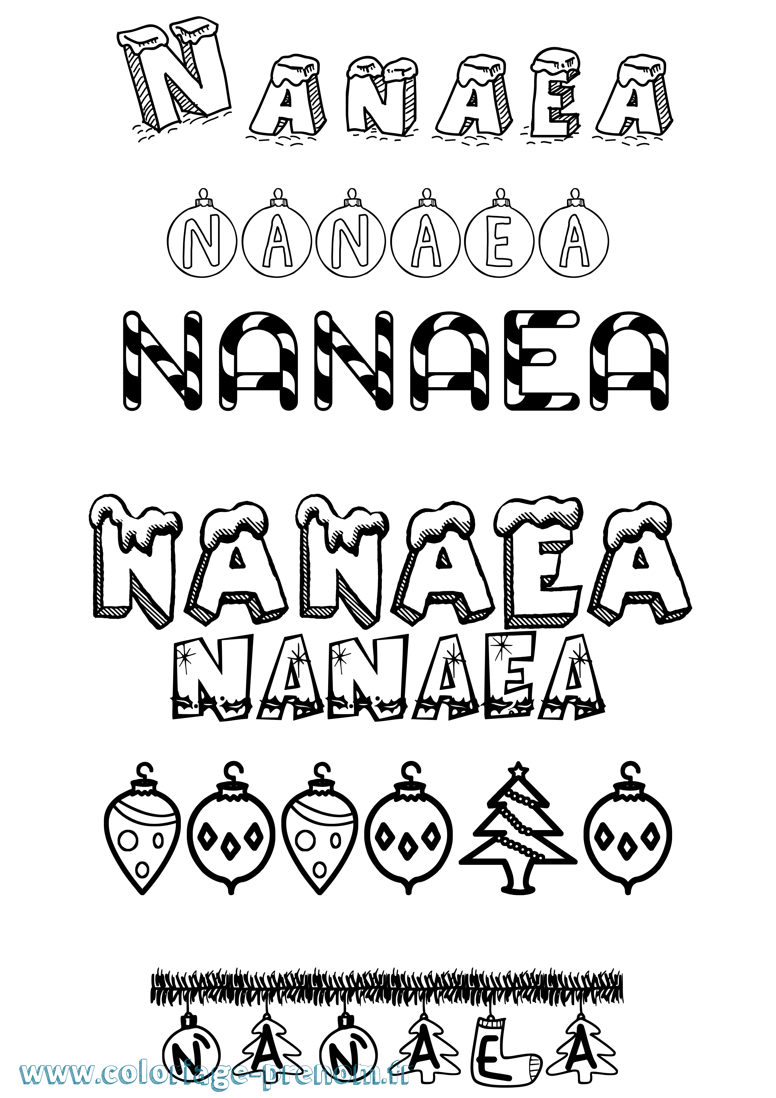 Coloriage Nanaea Noël Coloriage prénom Nanaea Noël