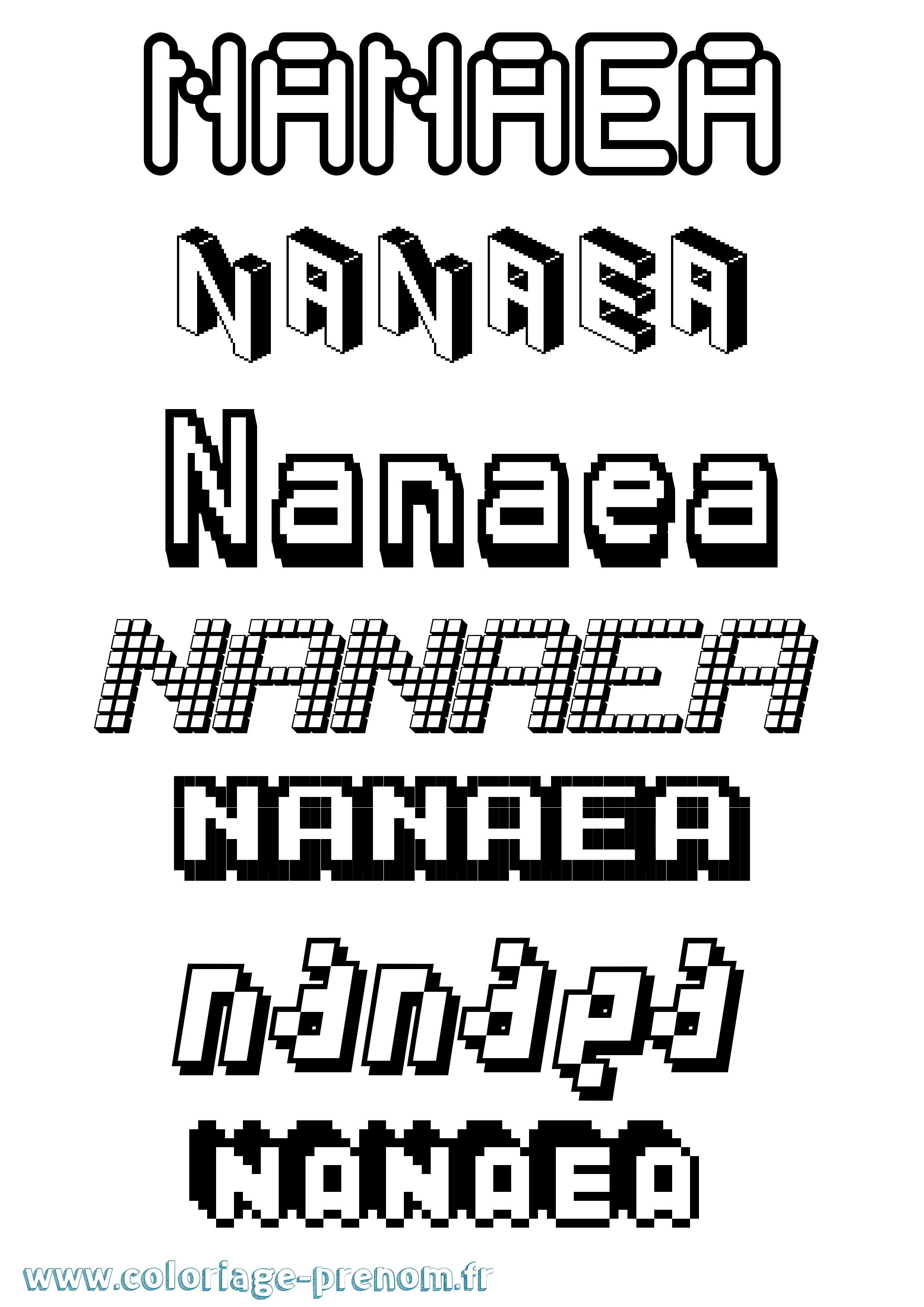 Coloriage Nanaea Pixel Coloriage prénom Nanaea Pixel