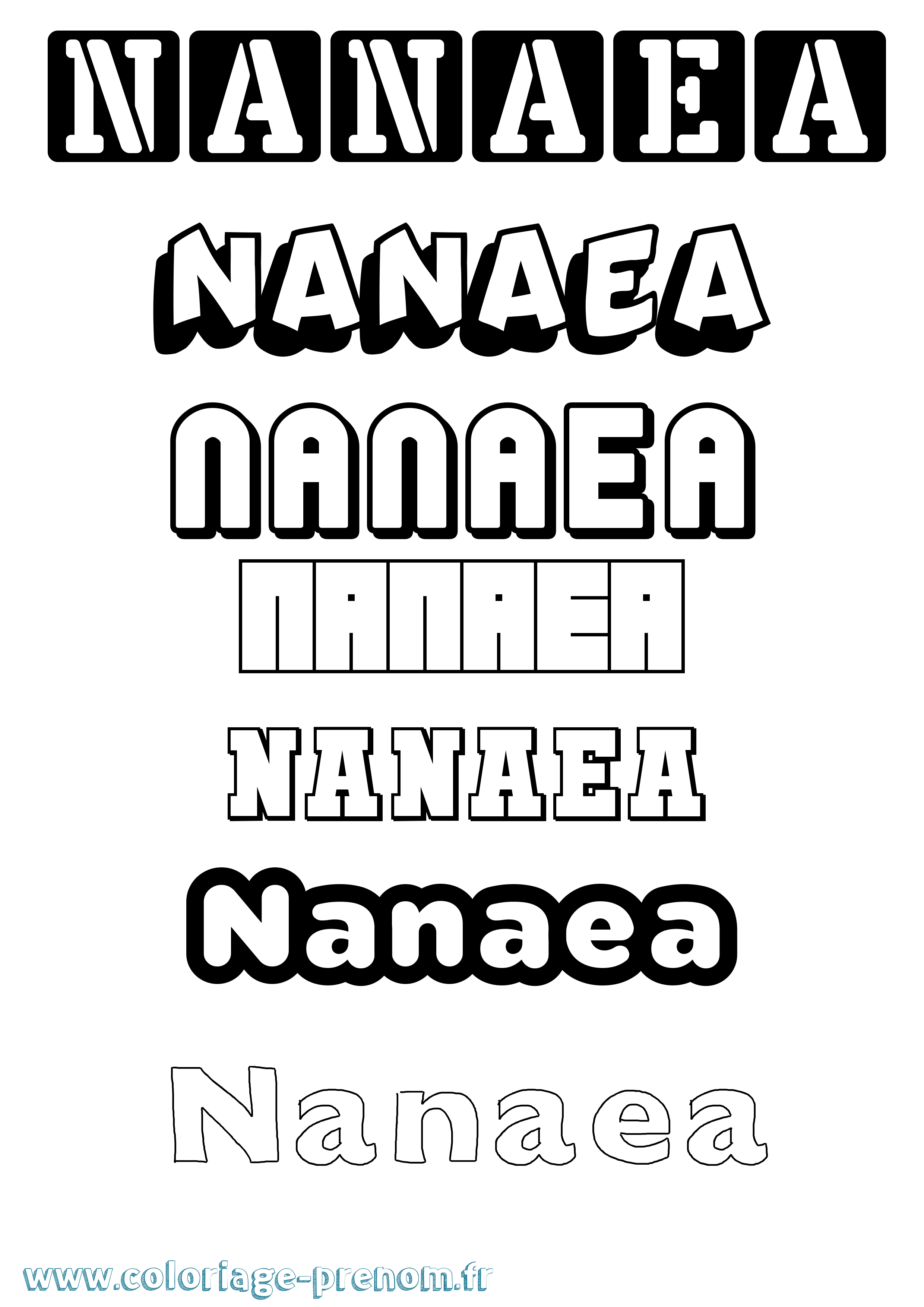 Coloriage prénom Nanaea Simple