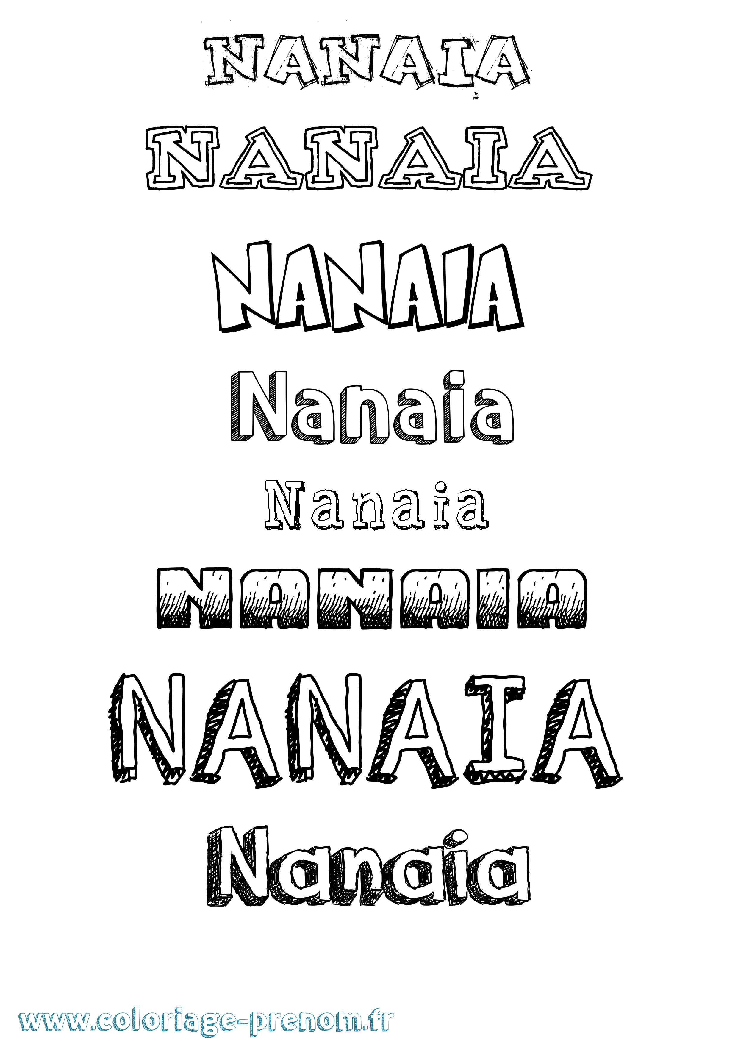 Coloriage prénom Nanaia Dessiné