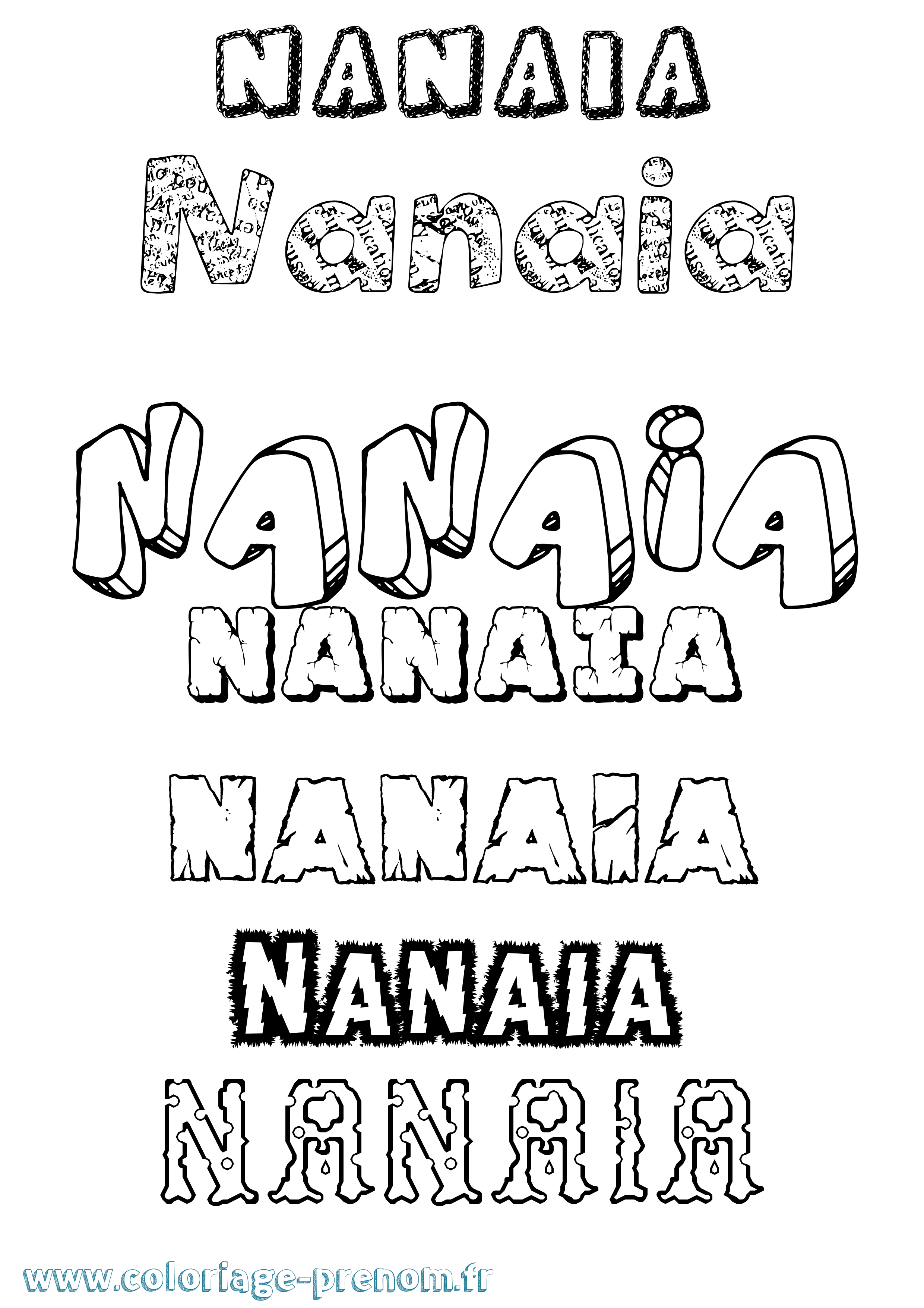 Coloriage prénom Nanaia Destructuré