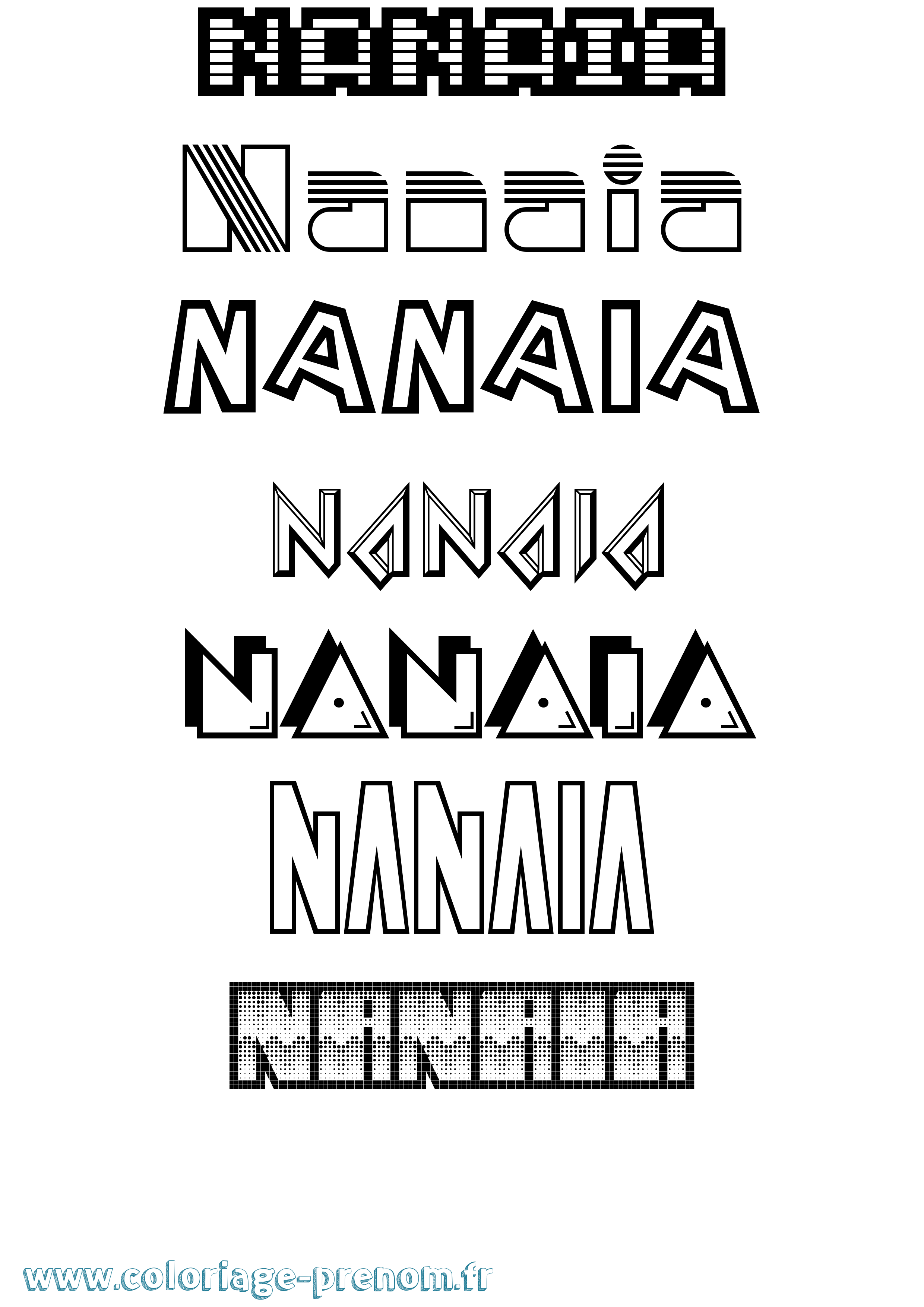 Coloriage prénom Nanaia Jeux Vidéos