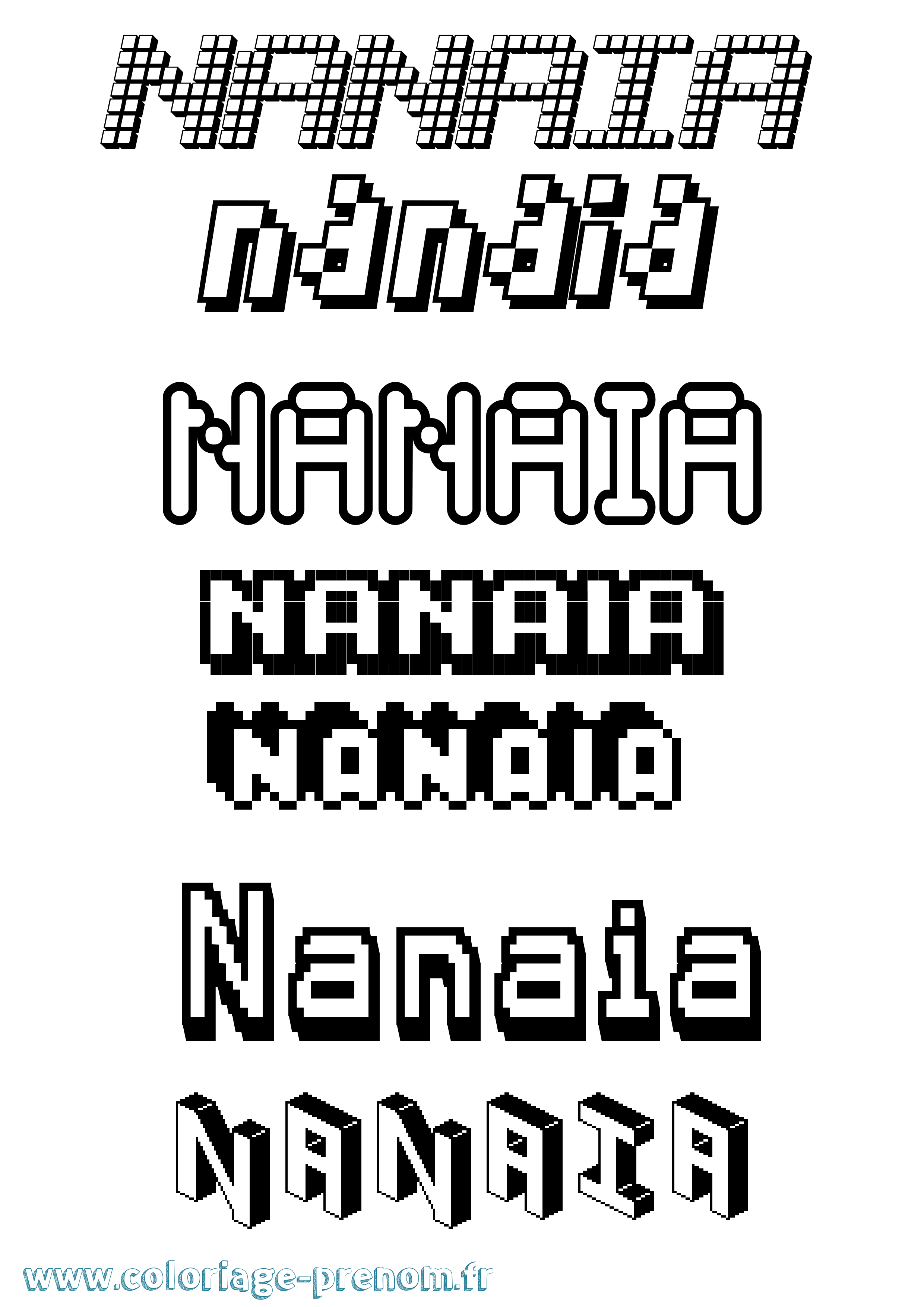 Coloriage prénom Nanaia Pixel