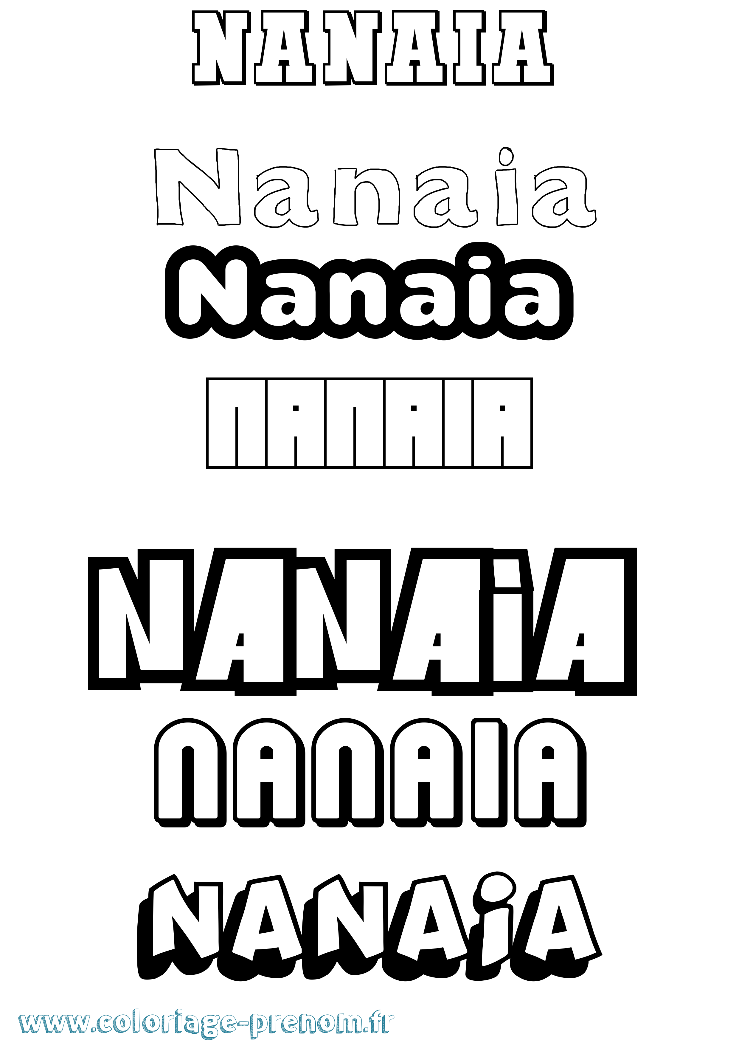 Coloriage prénom Nanaia Simple