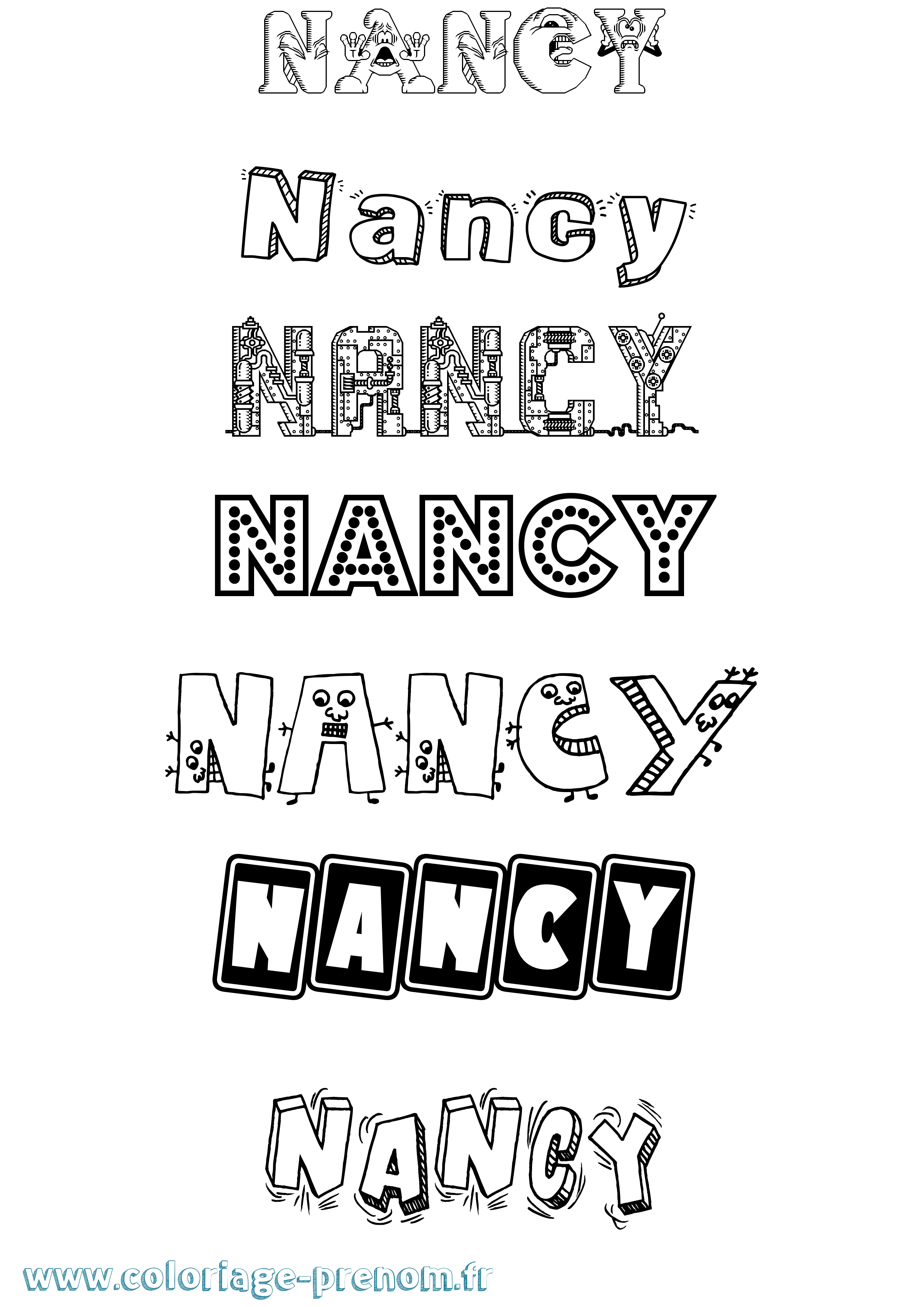 Coloriage prénom Nancy Fun