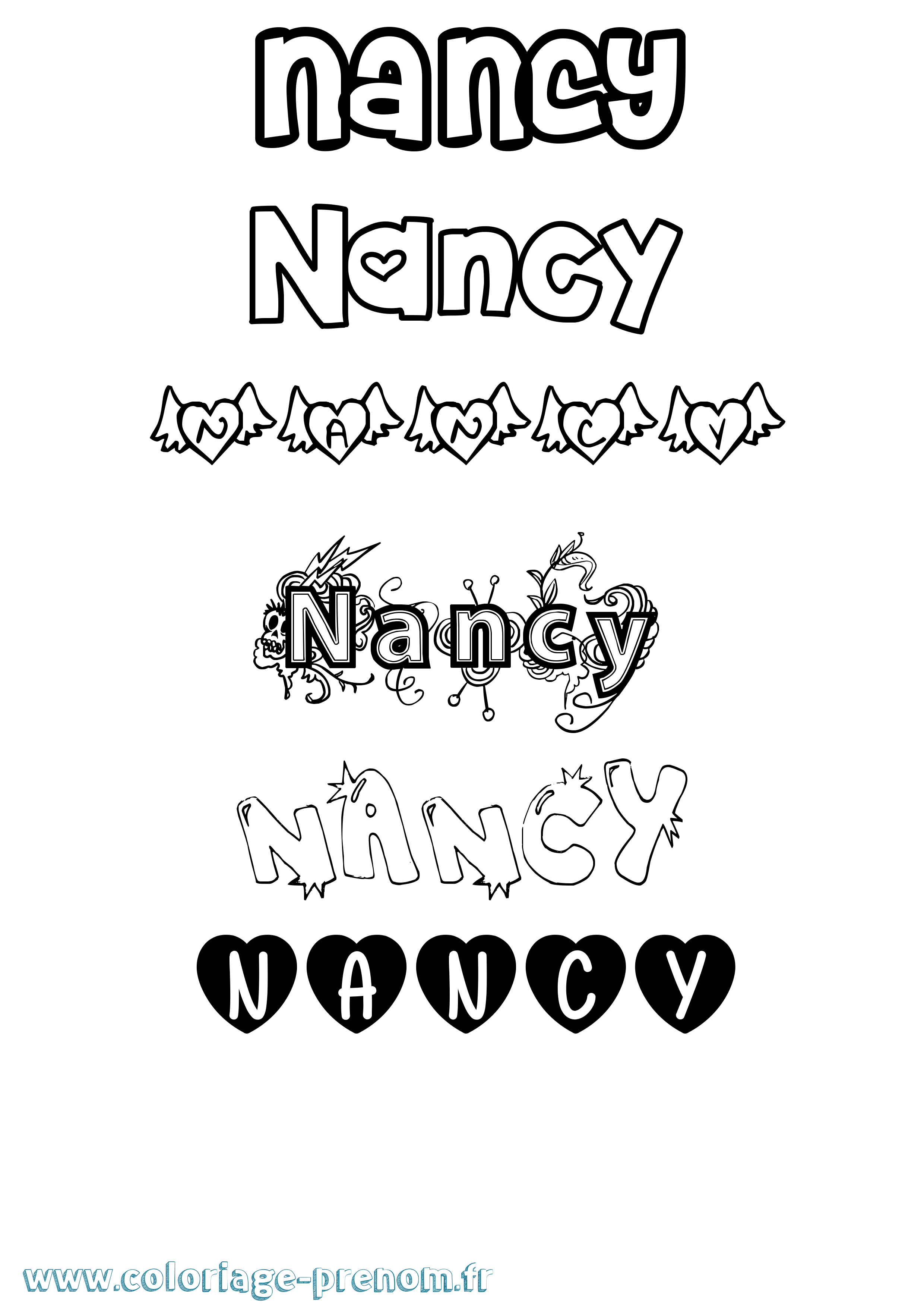 Coloriage prénom Nancy Girly