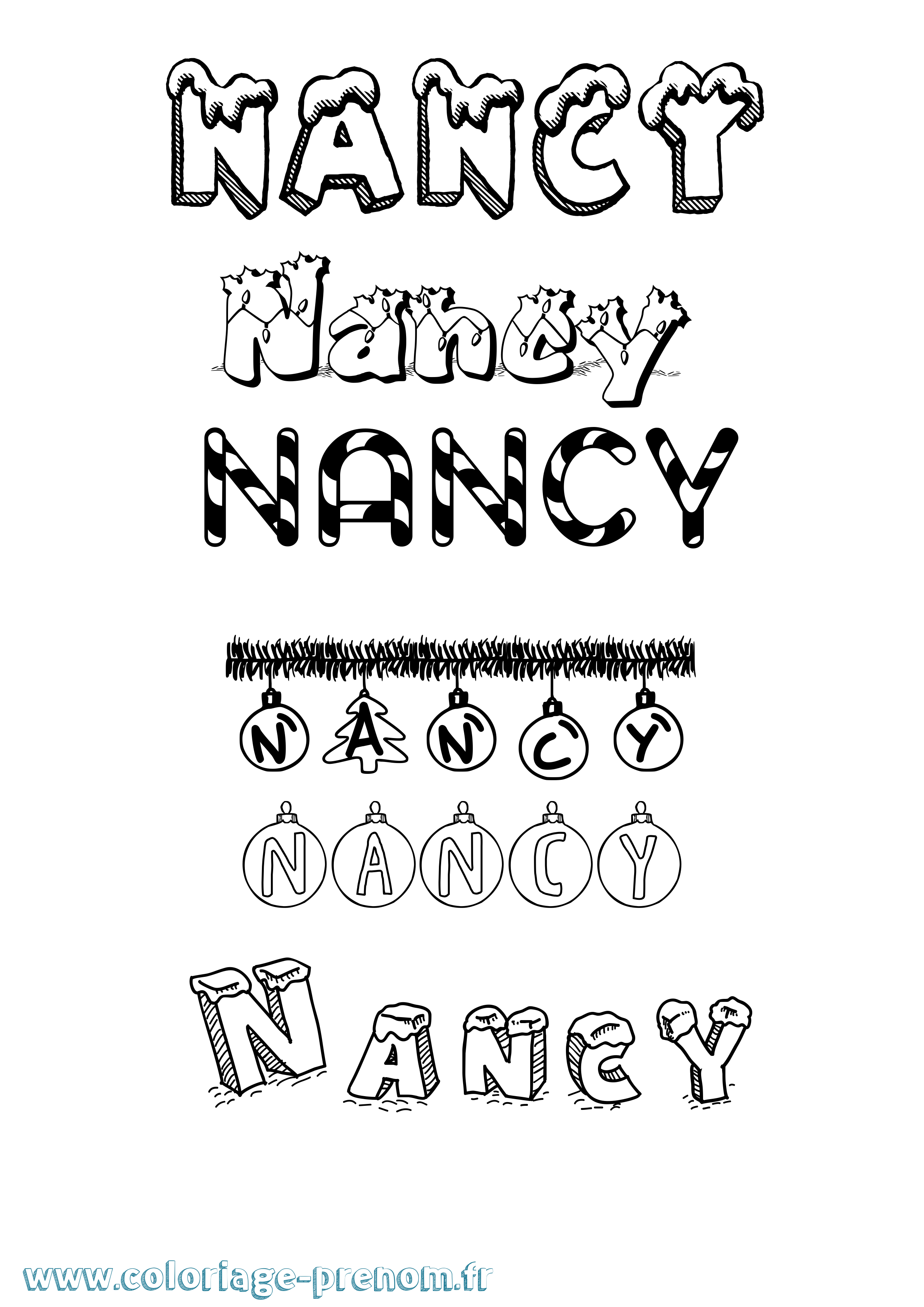 Coloriage prénom Nancy Noël