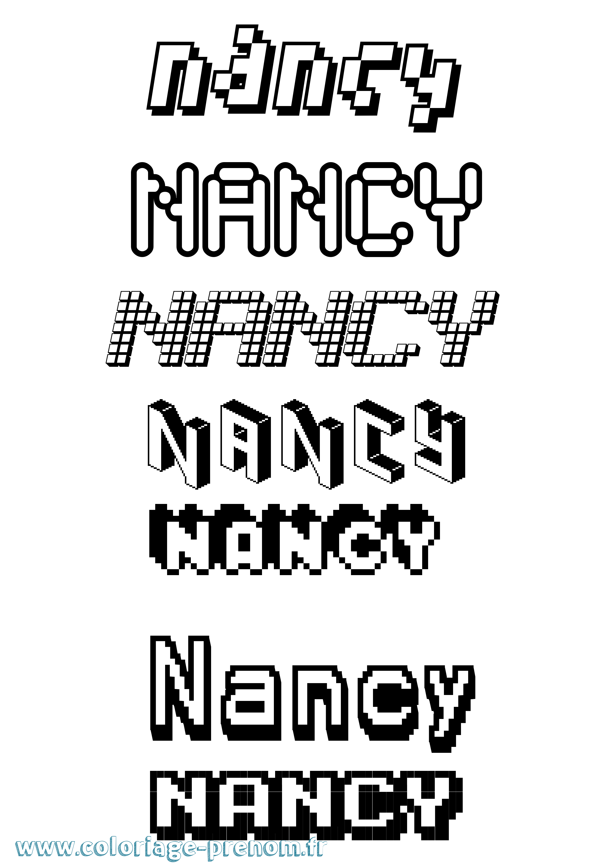 Coloriage prénom Nancy Pixel
