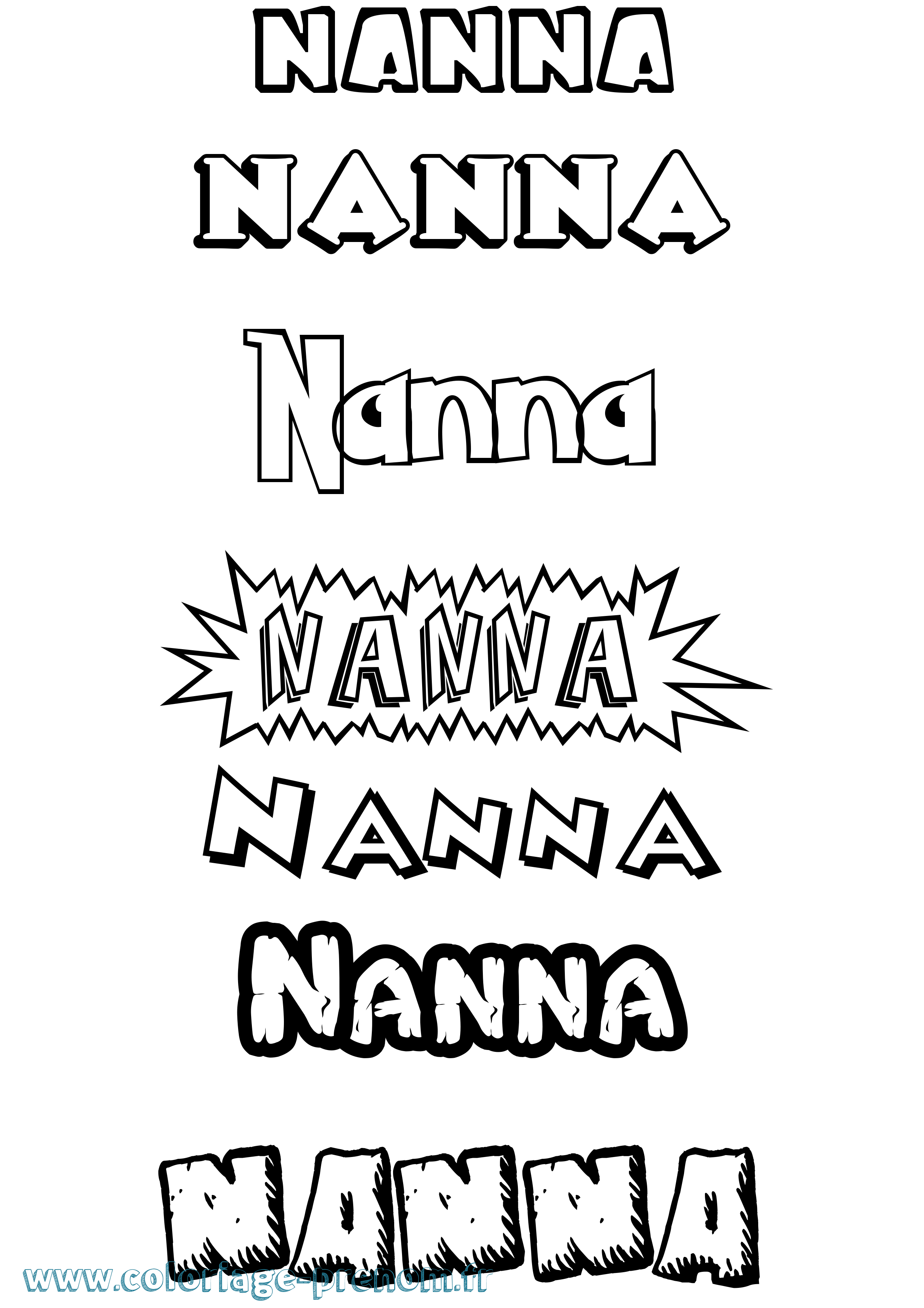 Coloriage prénom Nanna Dessin Animé