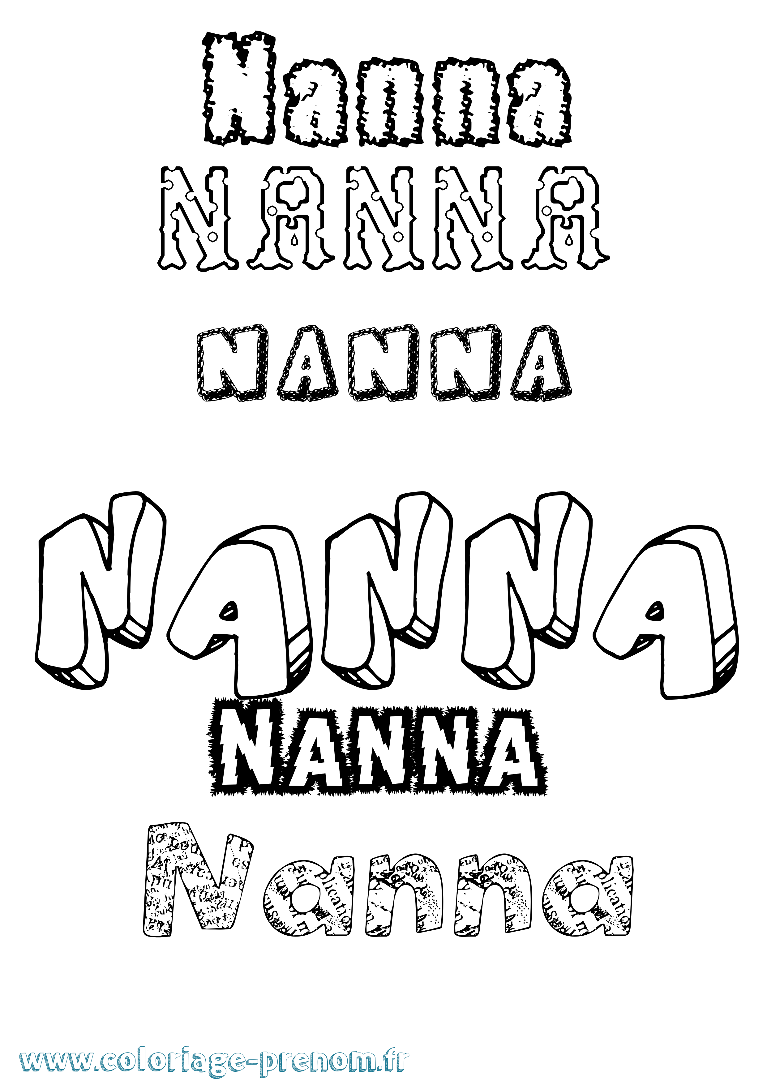 Coloriage prénom Nanna Destructuré