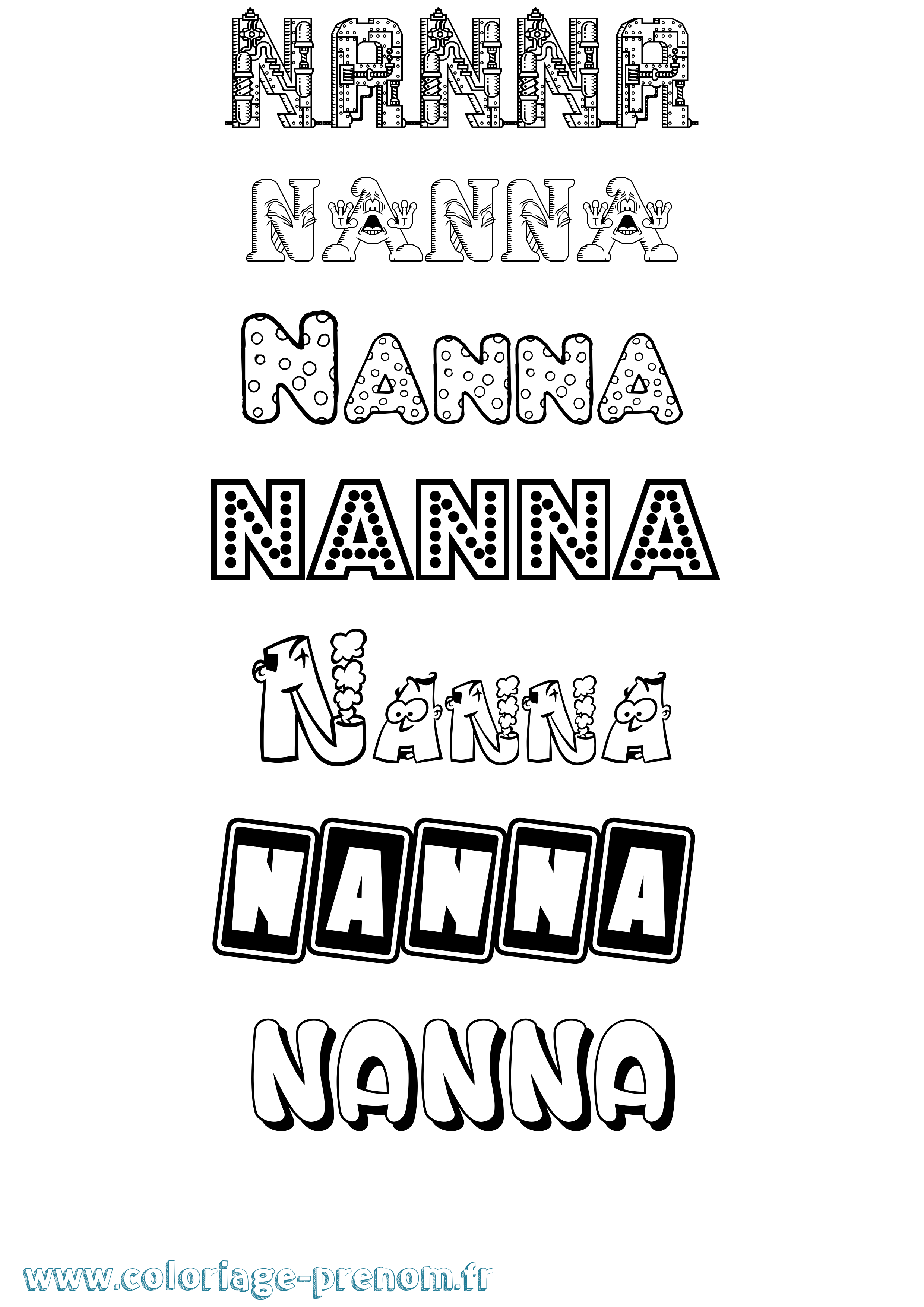 Coloriage prénom Nanna Fun