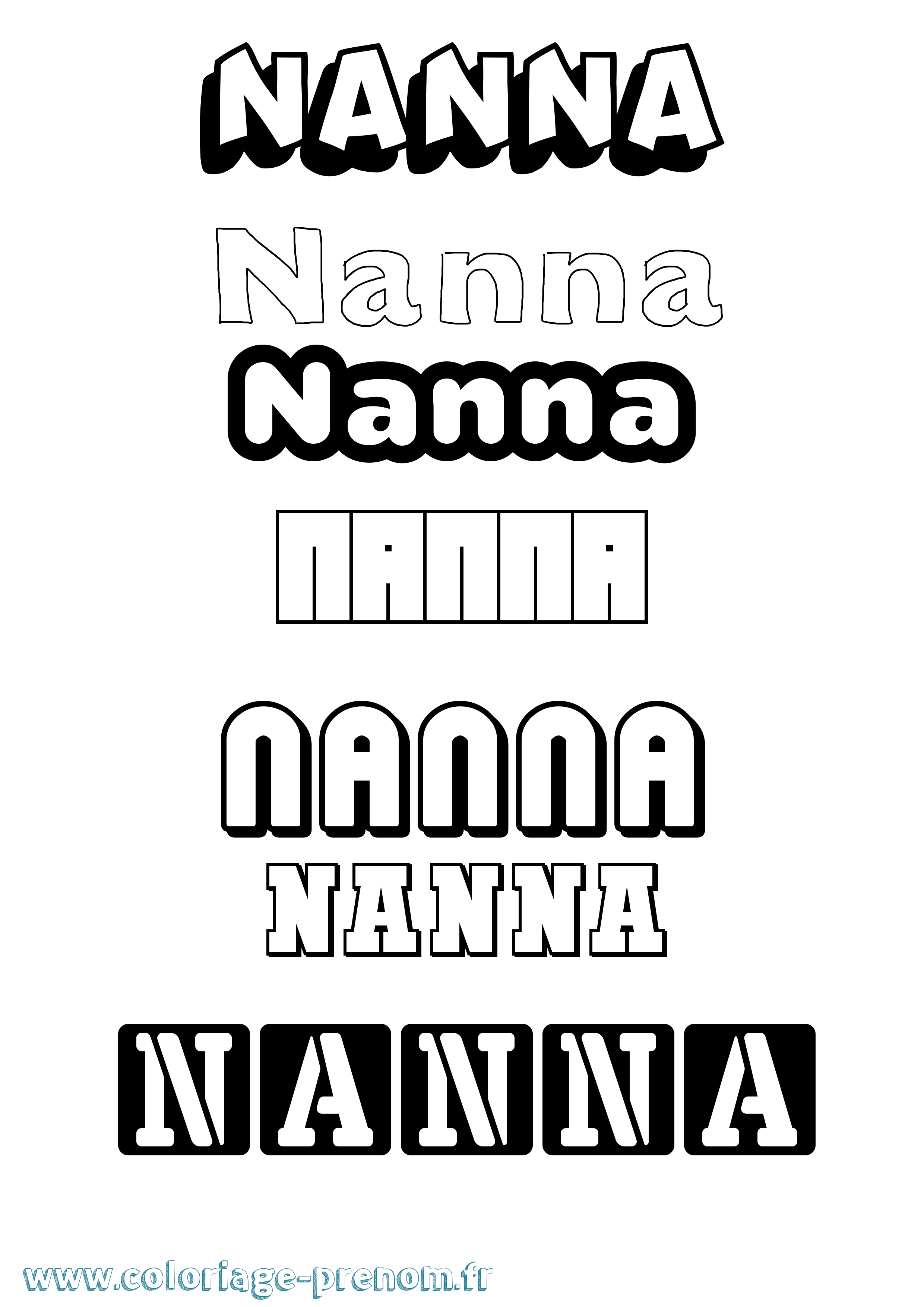 Coloriage prénom Nanna Simple
