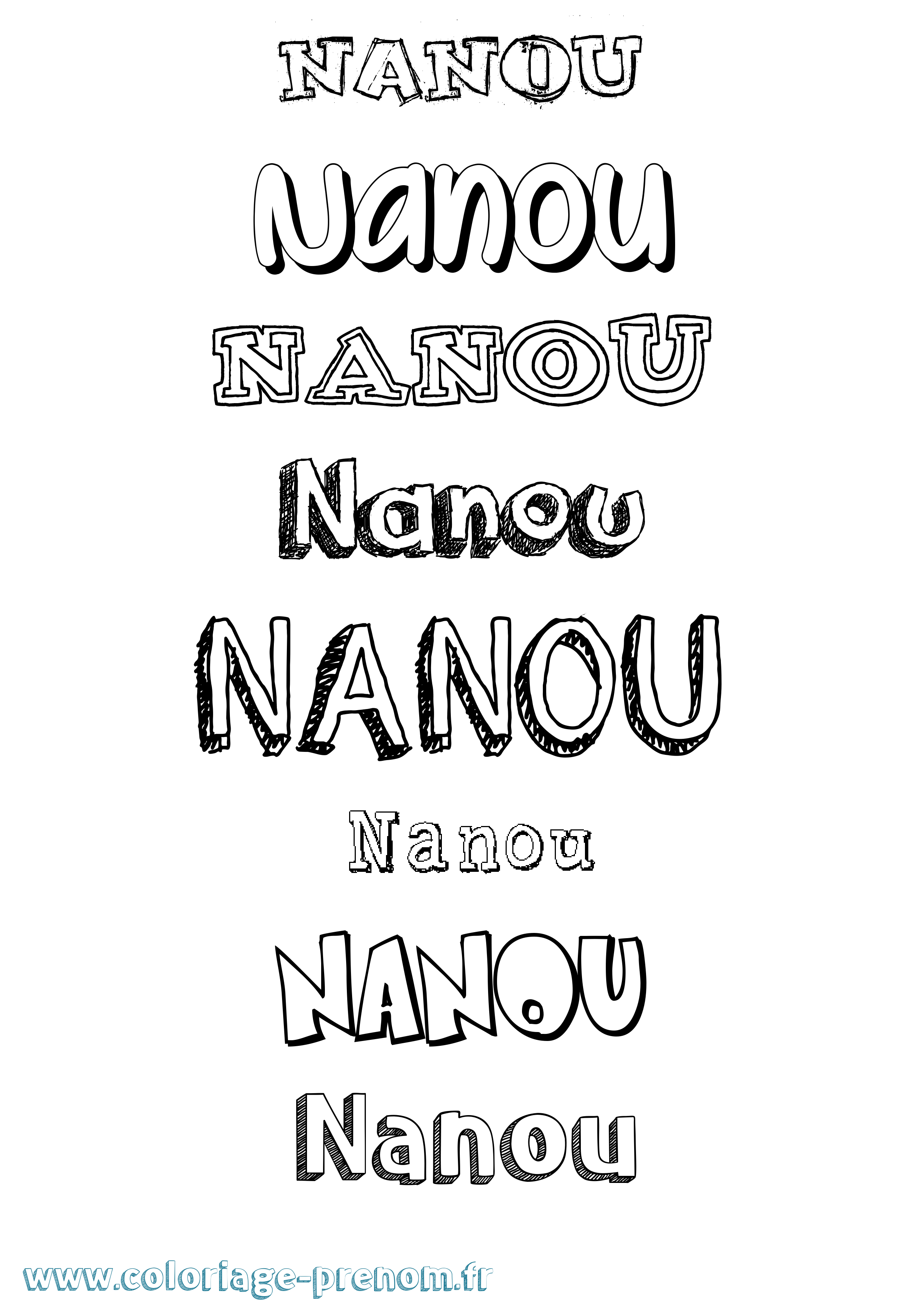 Coloriage prénom Nanou Dessiné