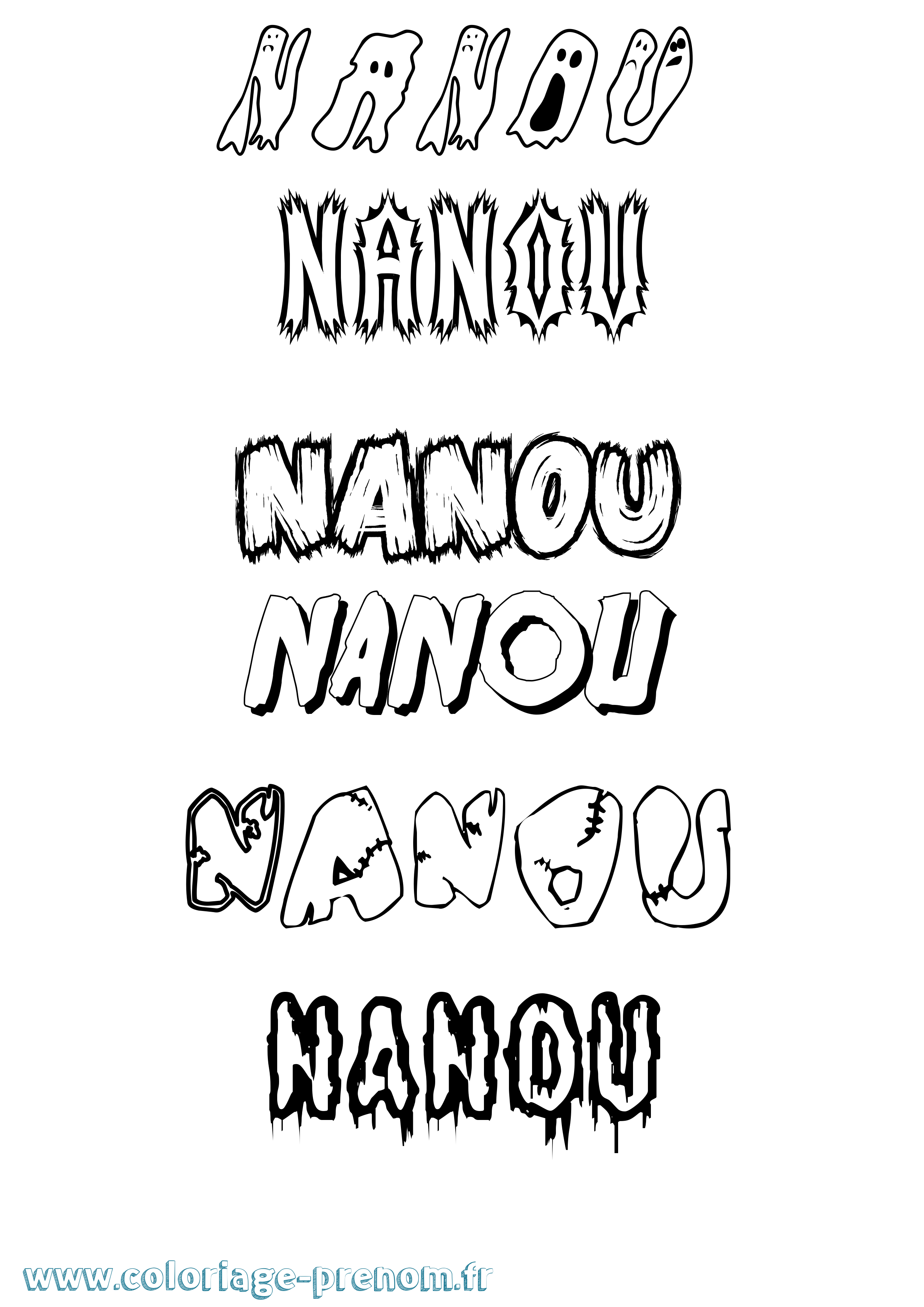 Coloriage prénom Nanou Frisson