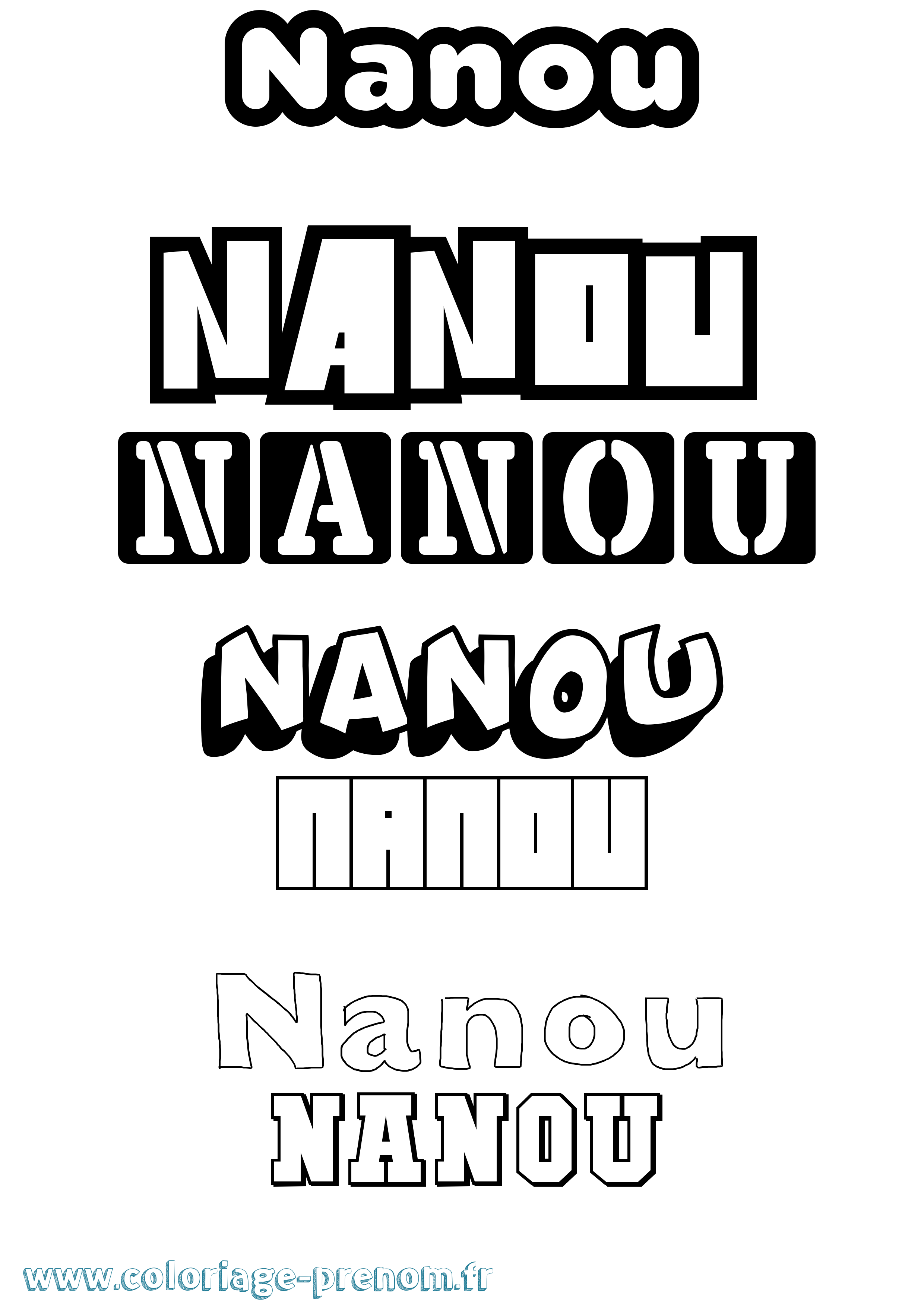 Coloriage prénom Nanou Simple