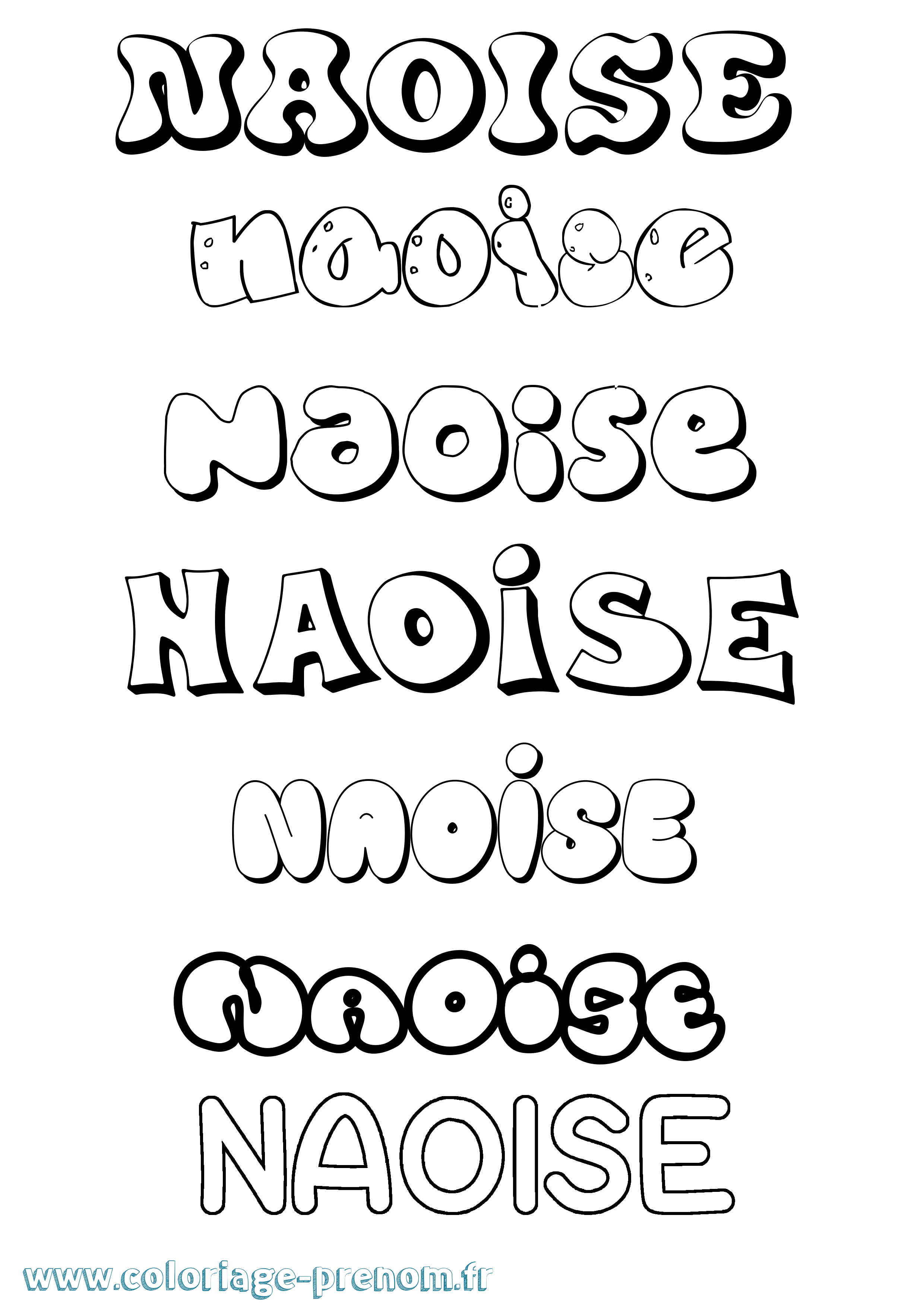Coloriage prénom Naoise Bubble