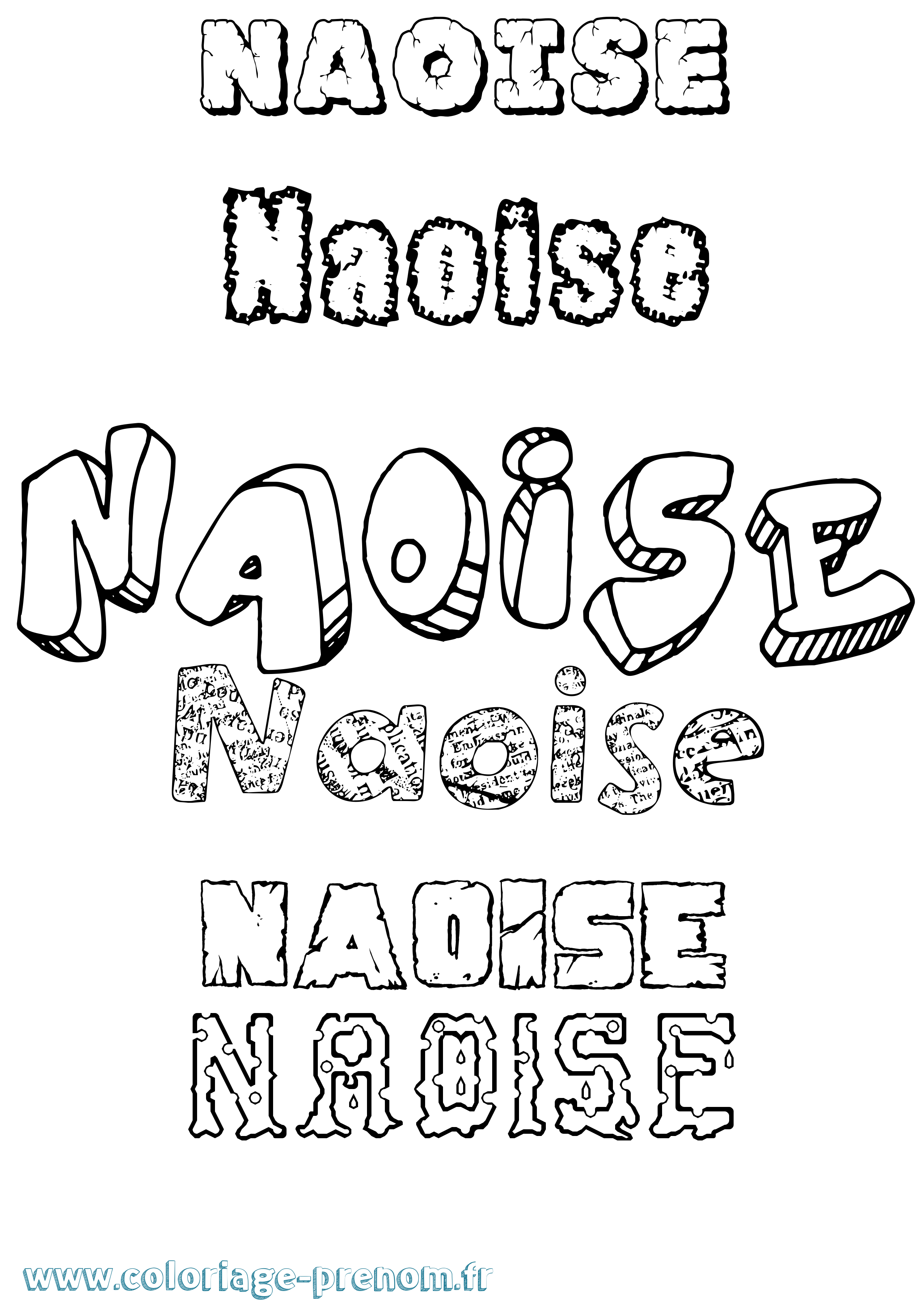 Coloriage prénom Naoise Destructuré