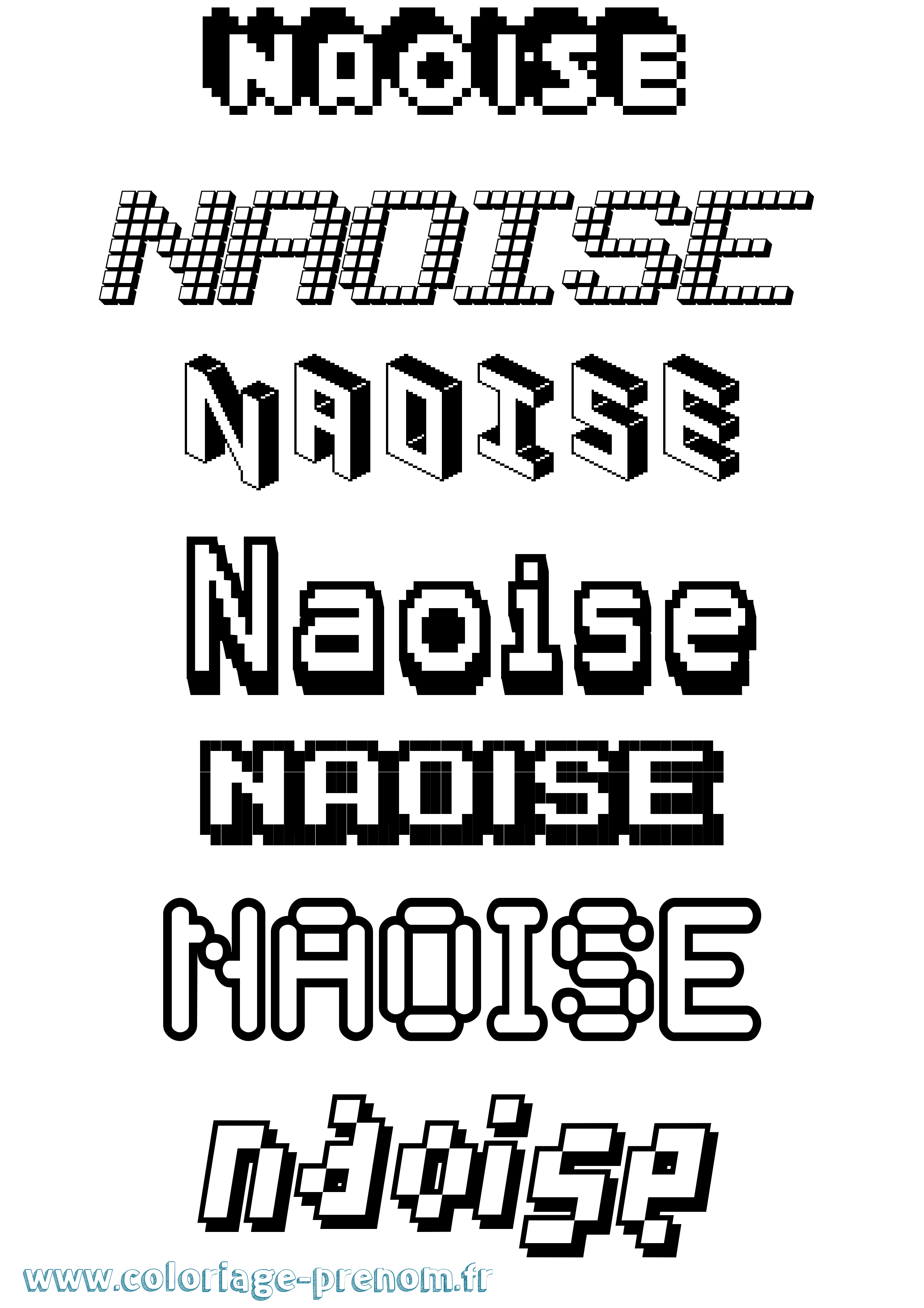 Coloriage prénom Naoise Pixel