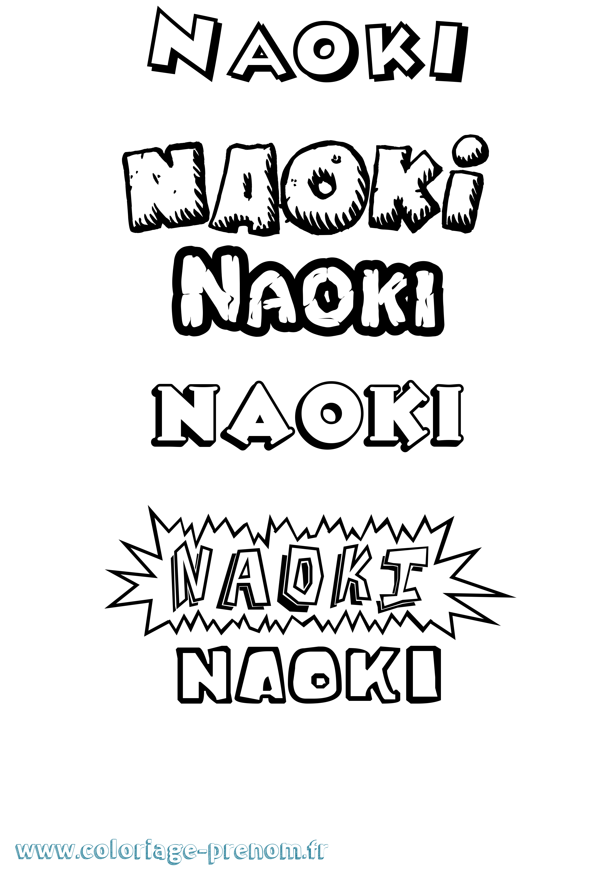 Coloriage prénom Naoki Dessin Animé