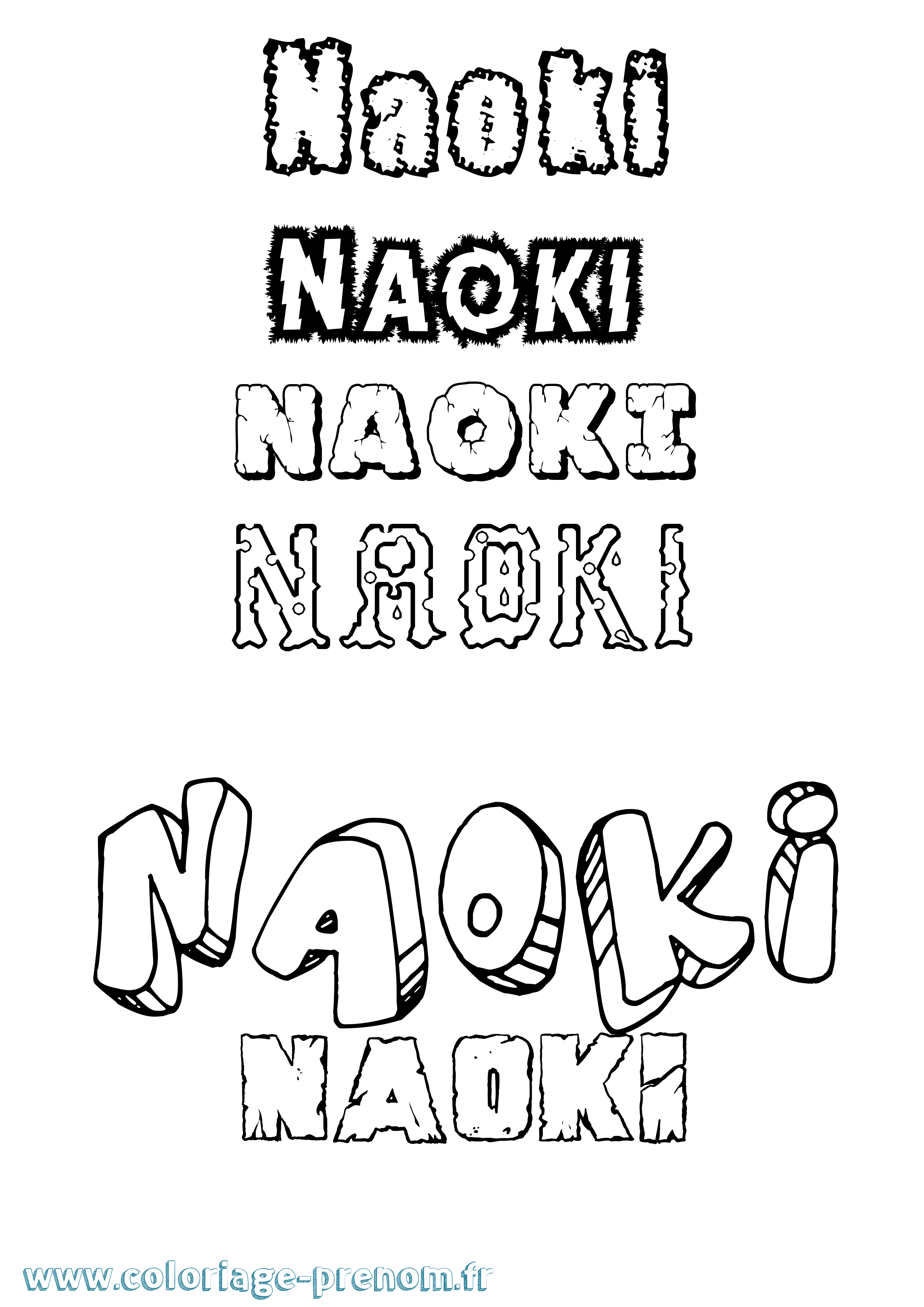 Coloriage prénom Naoki Destructuré