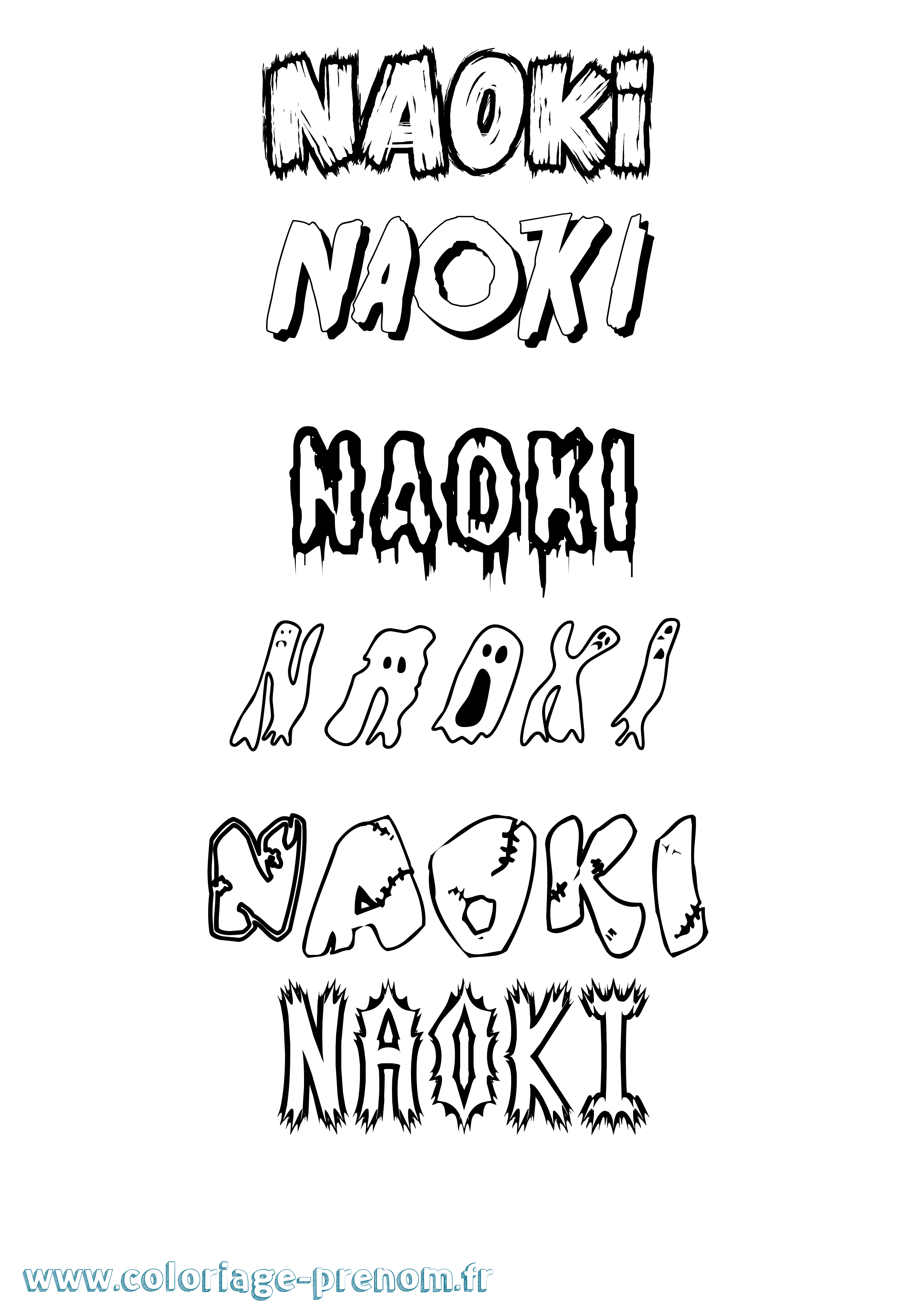 Coloriage prénom Naoki Frisson