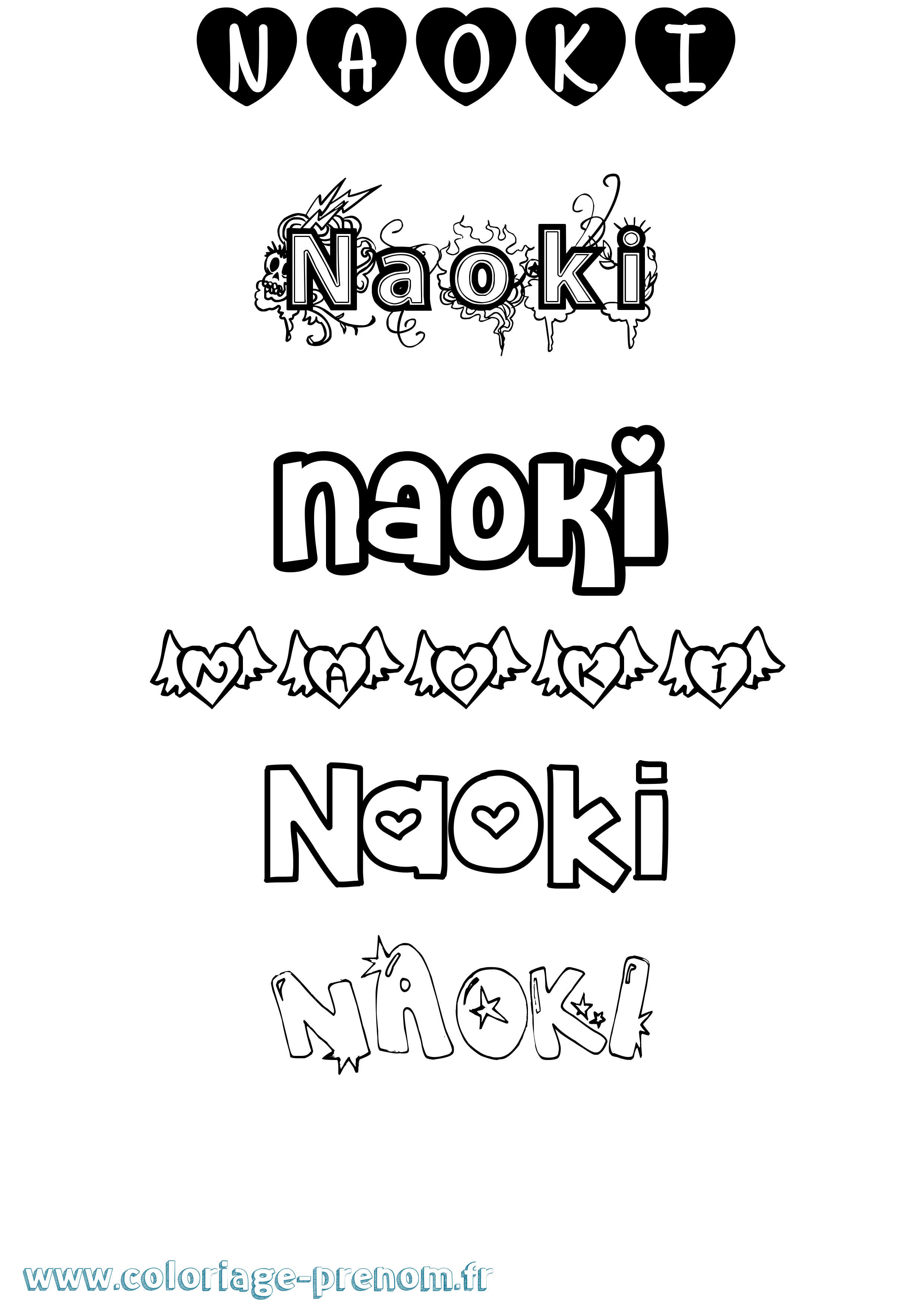 Coloriage prénom Naoki Girly