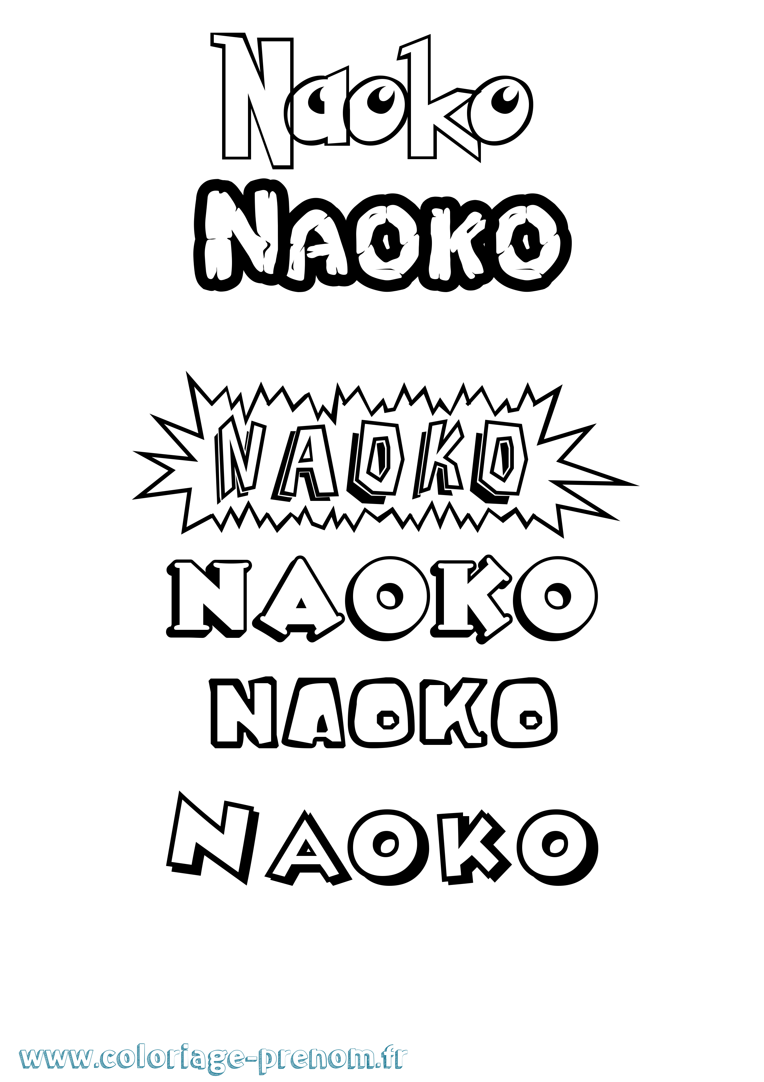 Coloriage prénom Naoko Dessin Animé