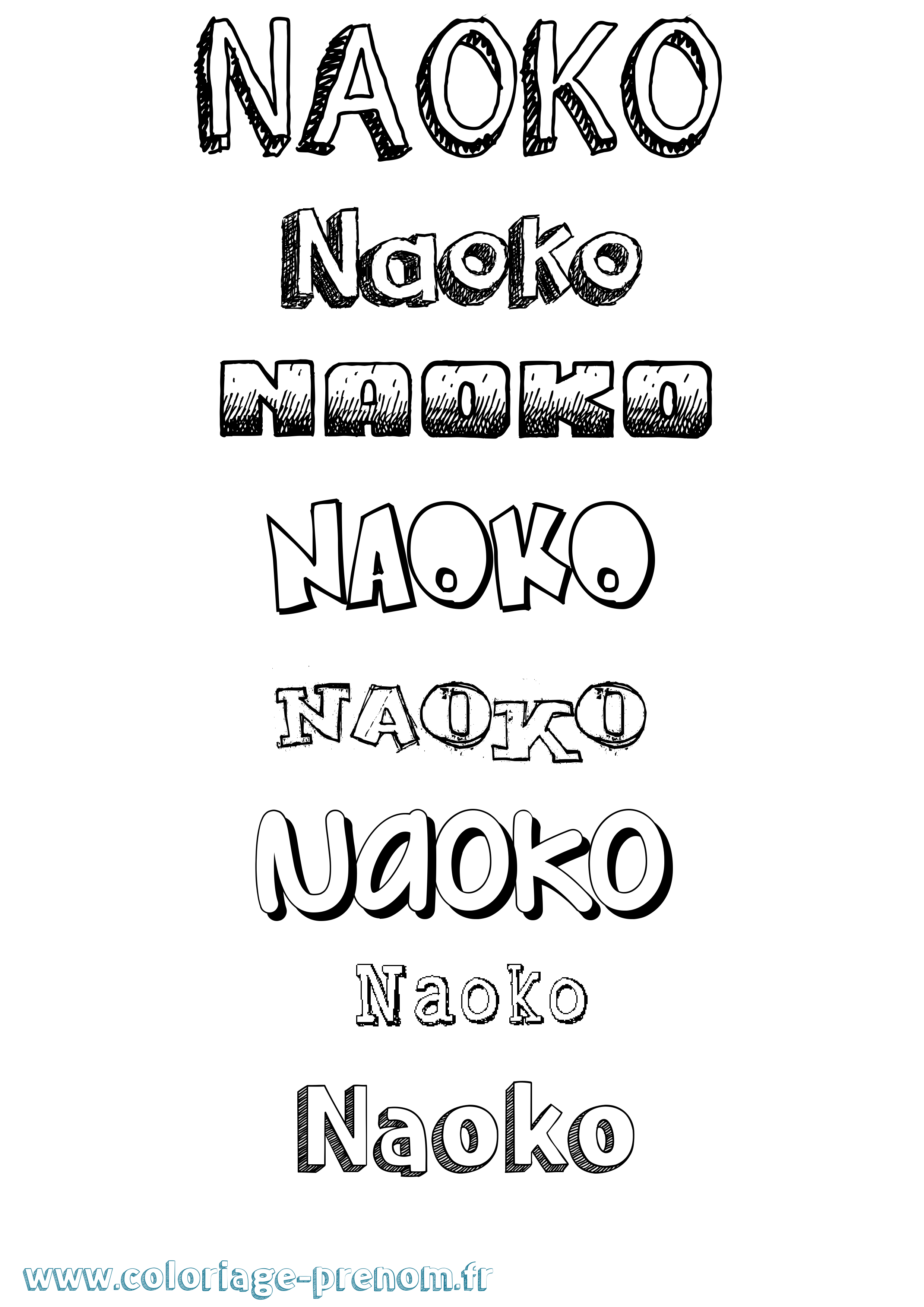 Coloriage prénom Naoko Dessiné