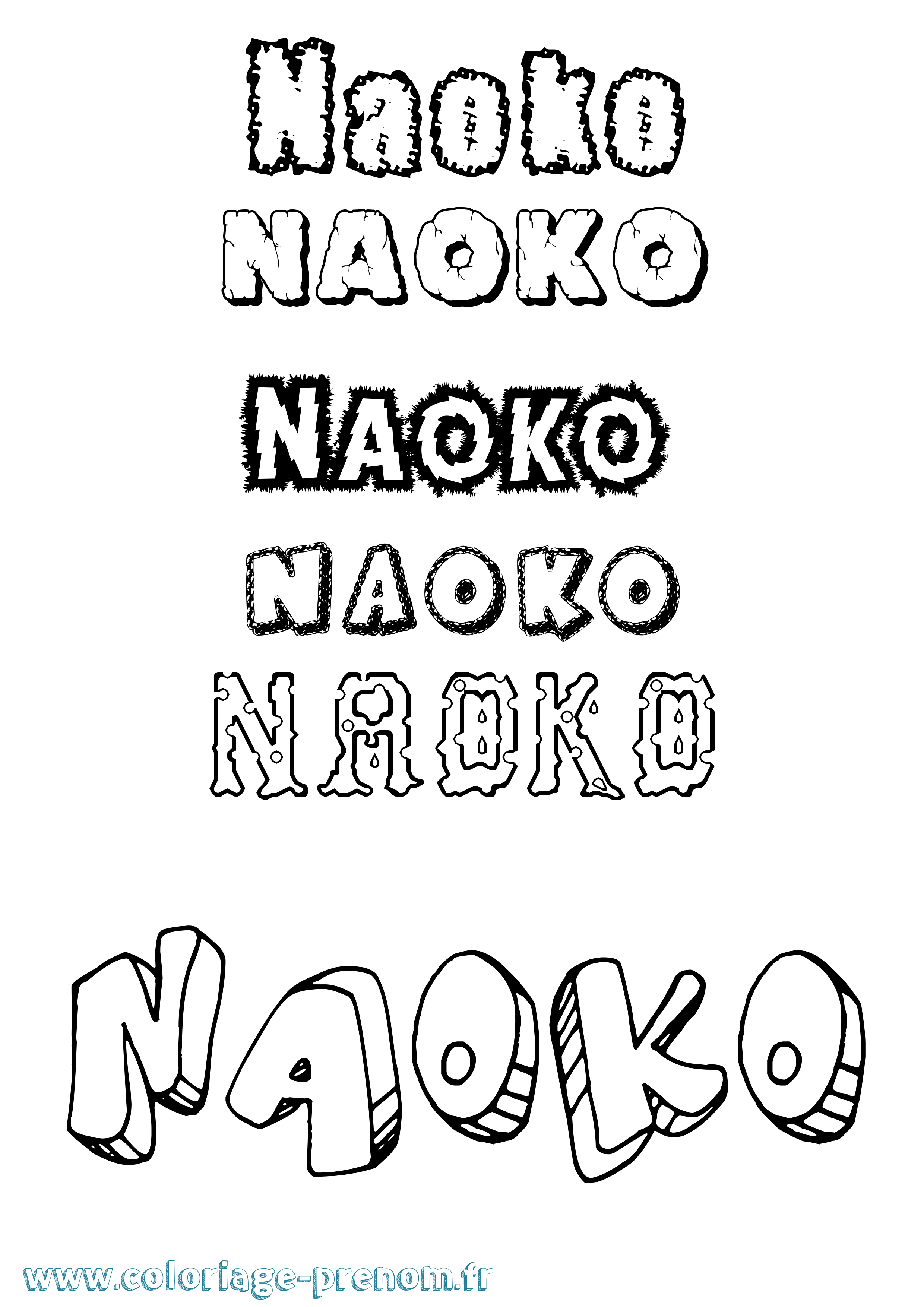 Coloriage prénom Naoko Destructuré