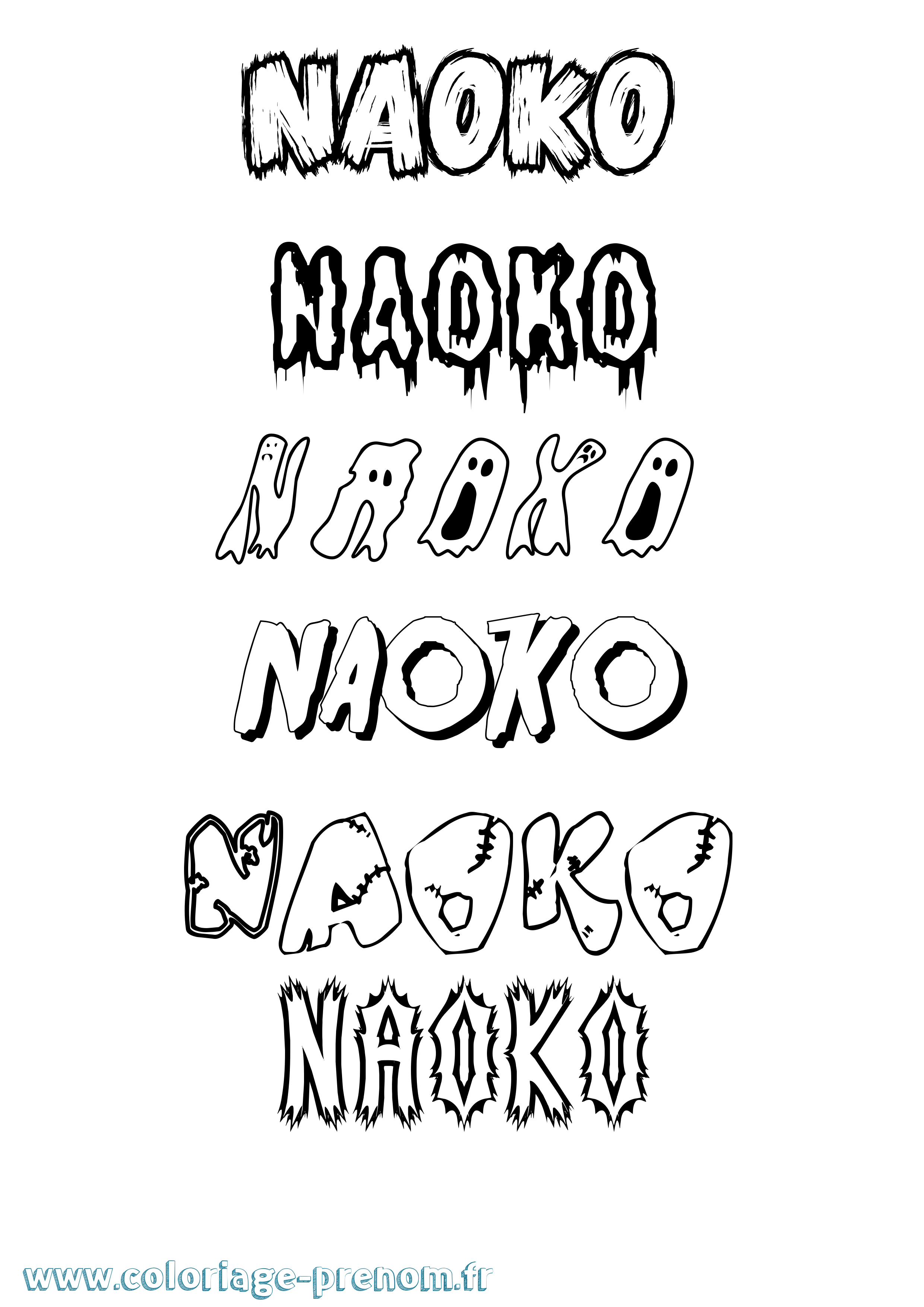Coloriage prénom Naoko Frisson
