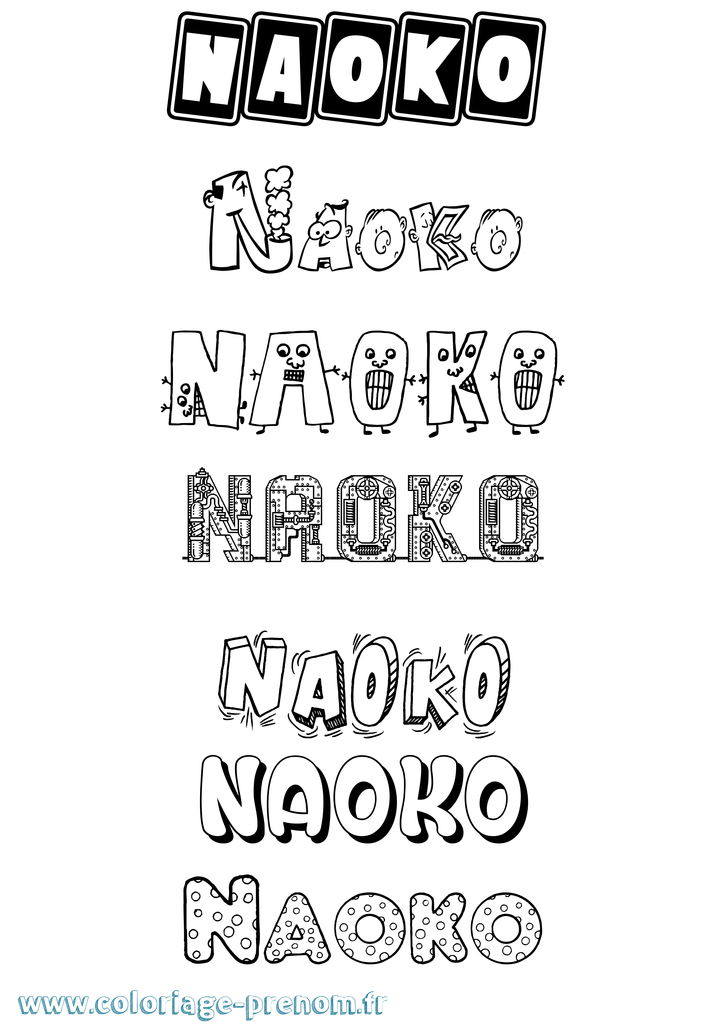 Coloriage prénom Naoko Fun