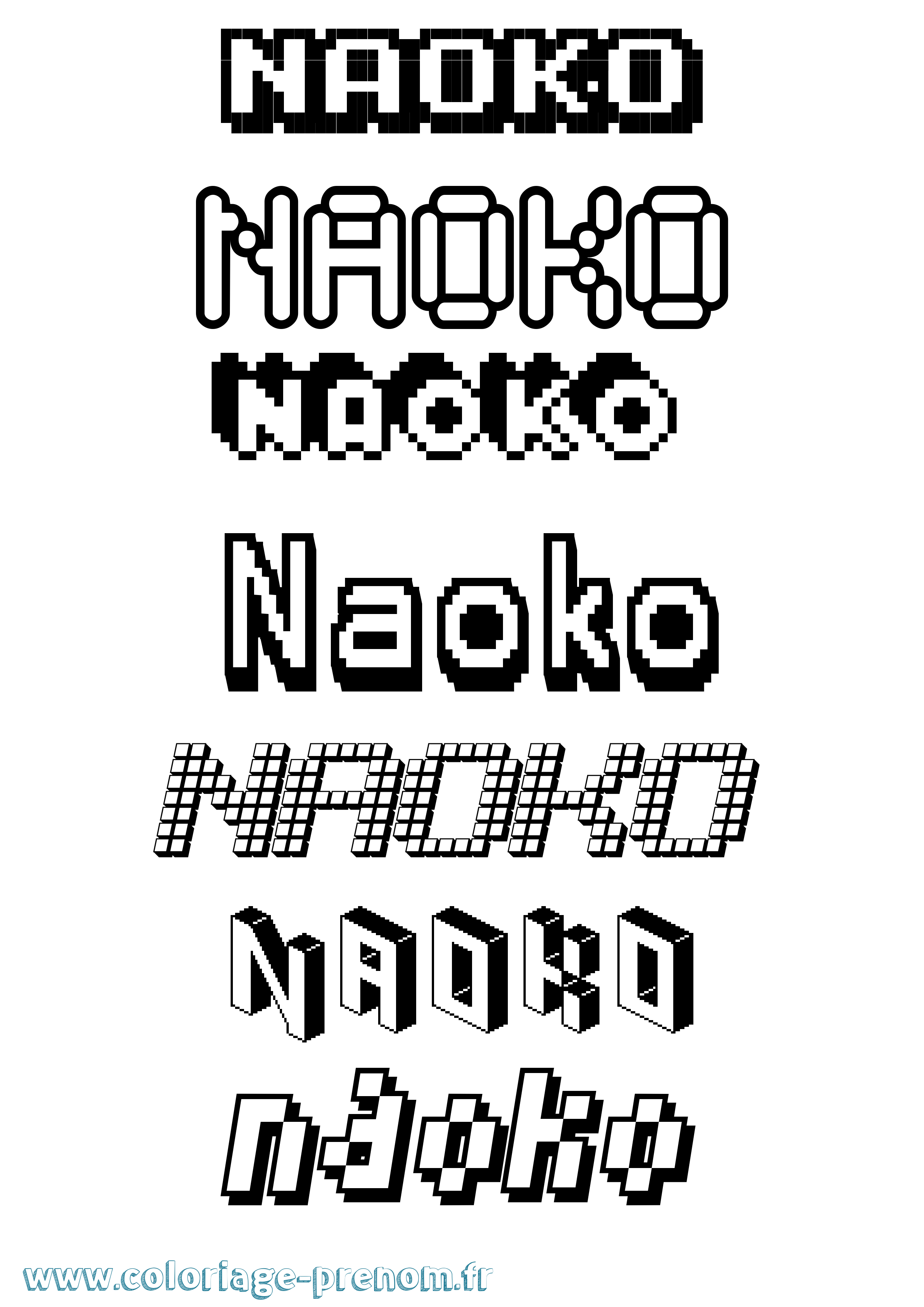 Coloriage prénom Naoko Pixel