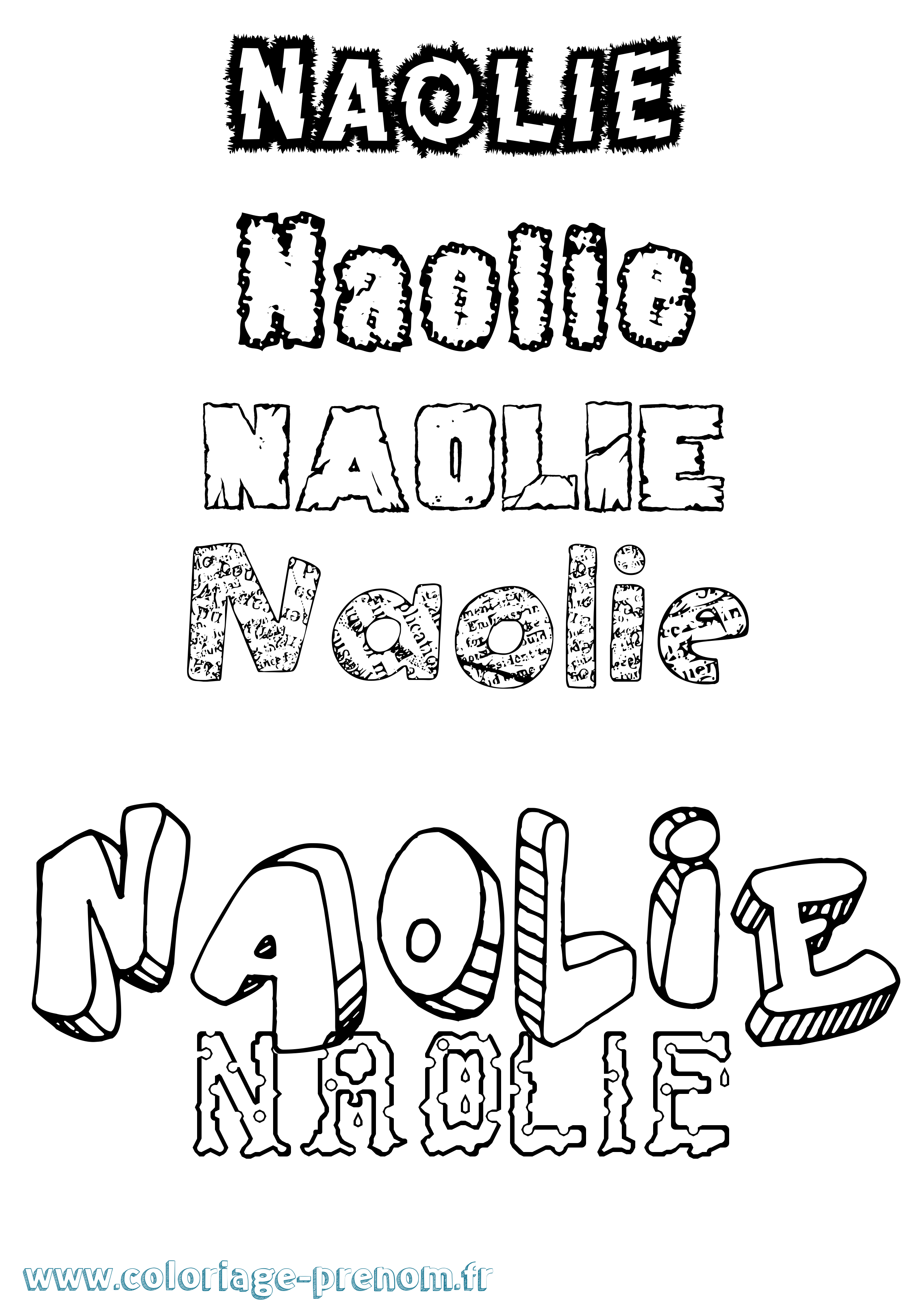 Coloriage Naolie Destructuré Coloriage prénom Naolie Destructuré