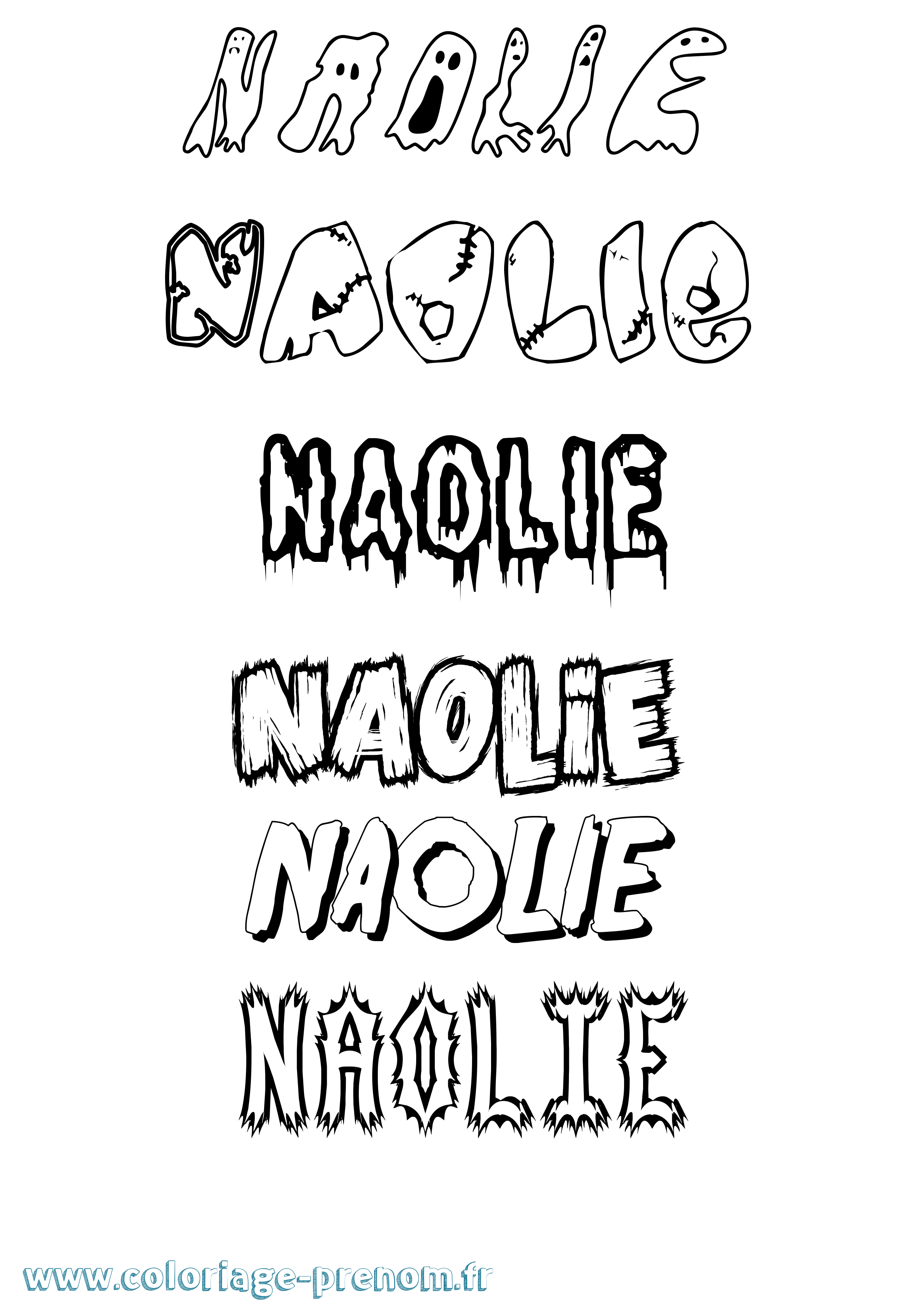Coloriage prénom Naolie Frisson