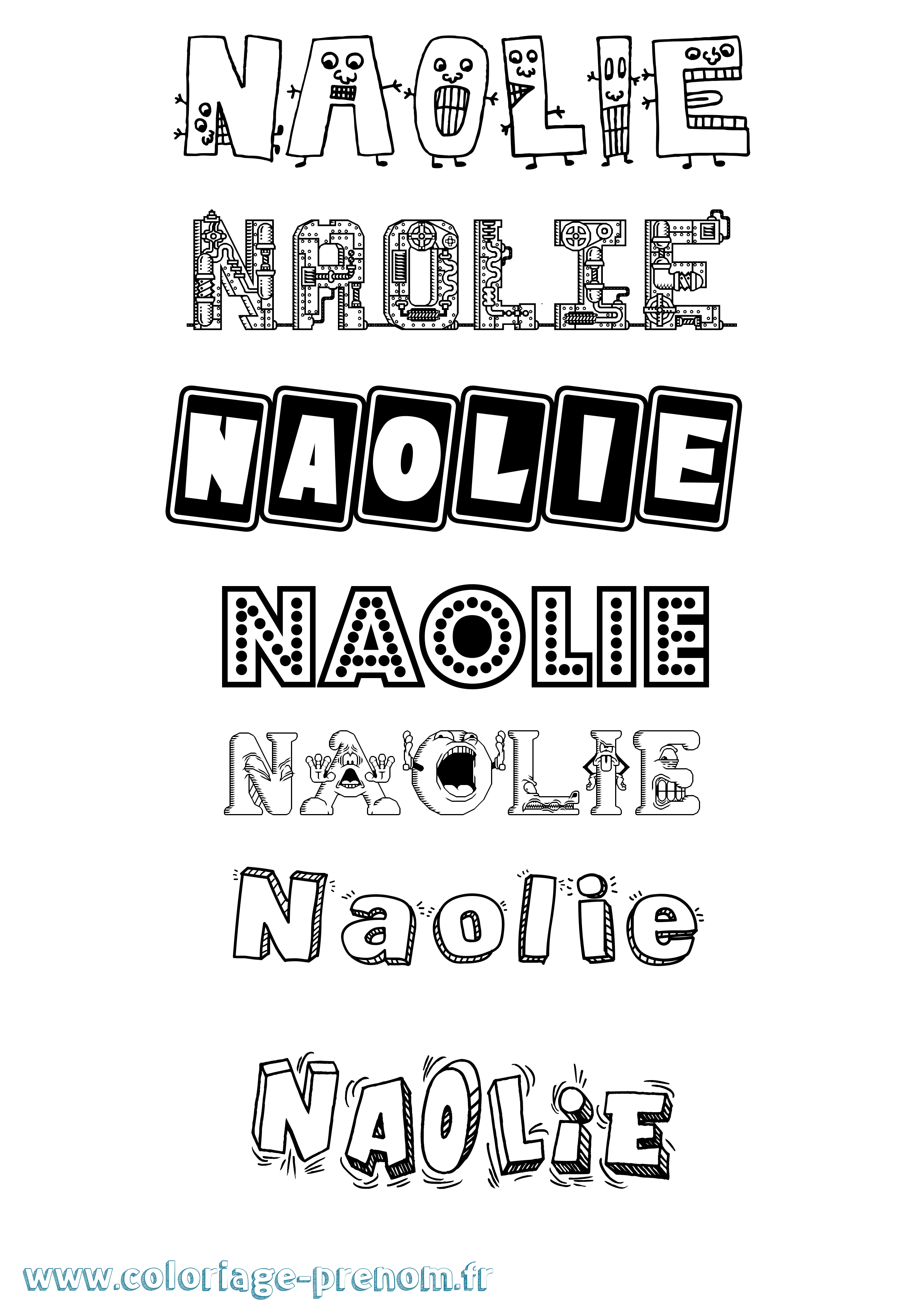 Coloriage prénom Naolie Fun