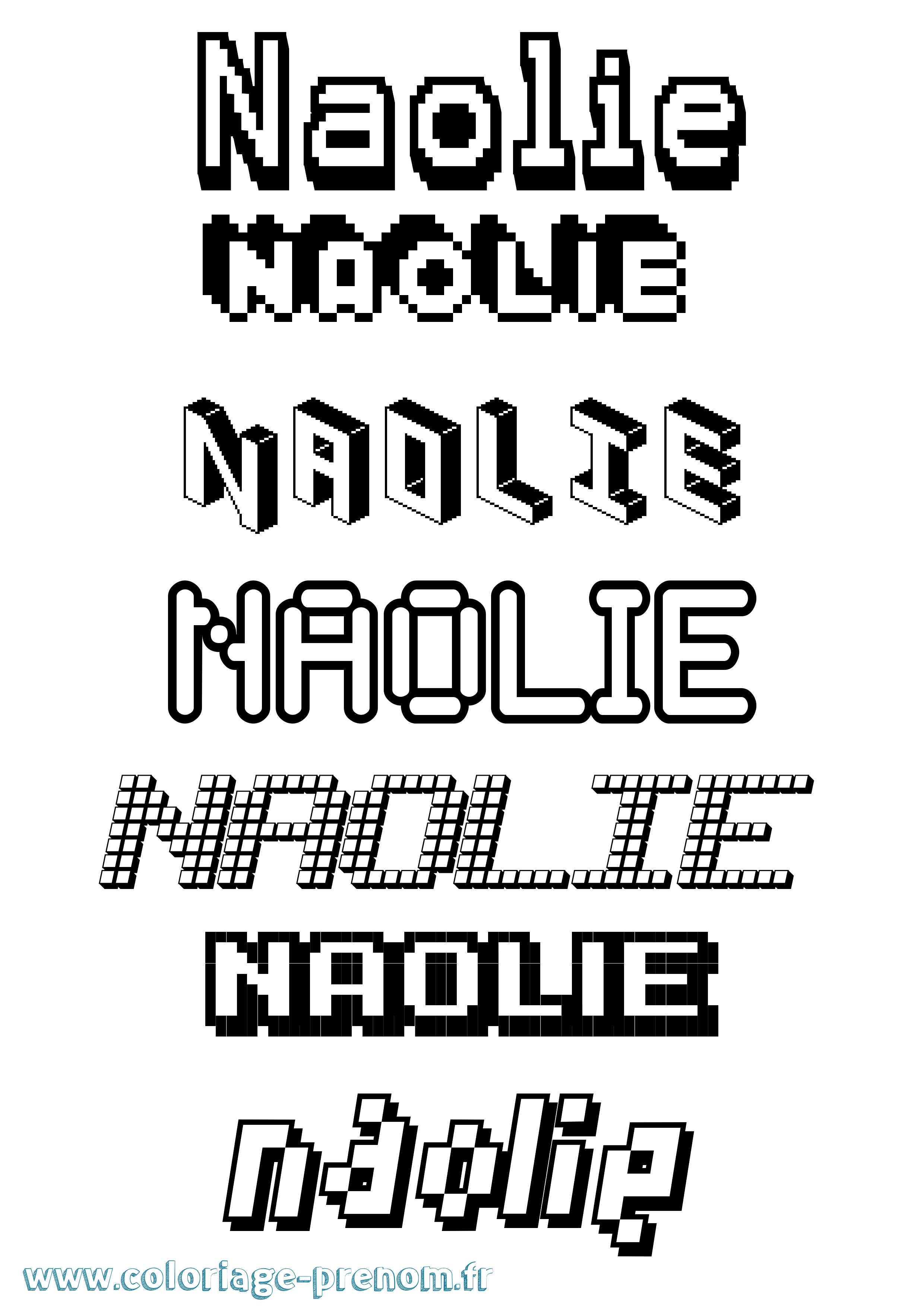 Coloriage prénom Naolie Pixel