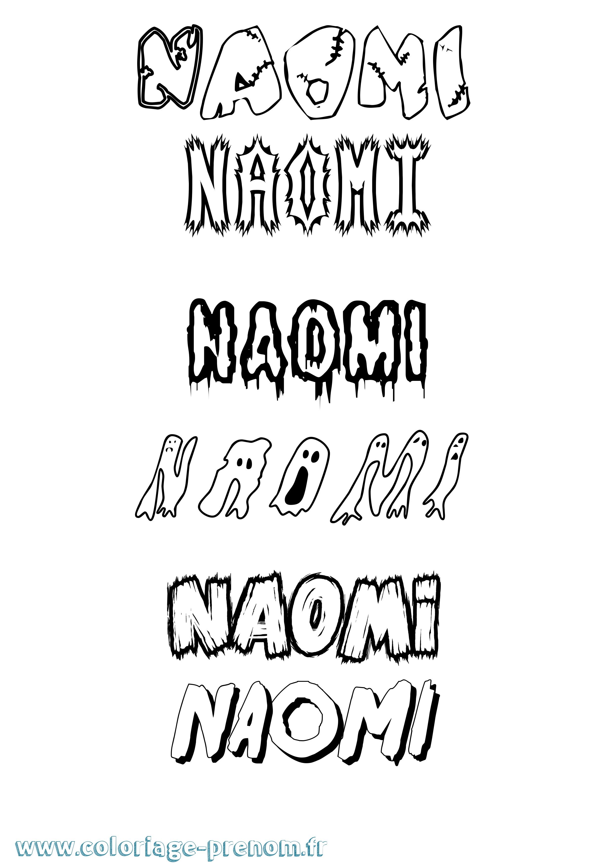 Coloriage prénom Naomi Frisson