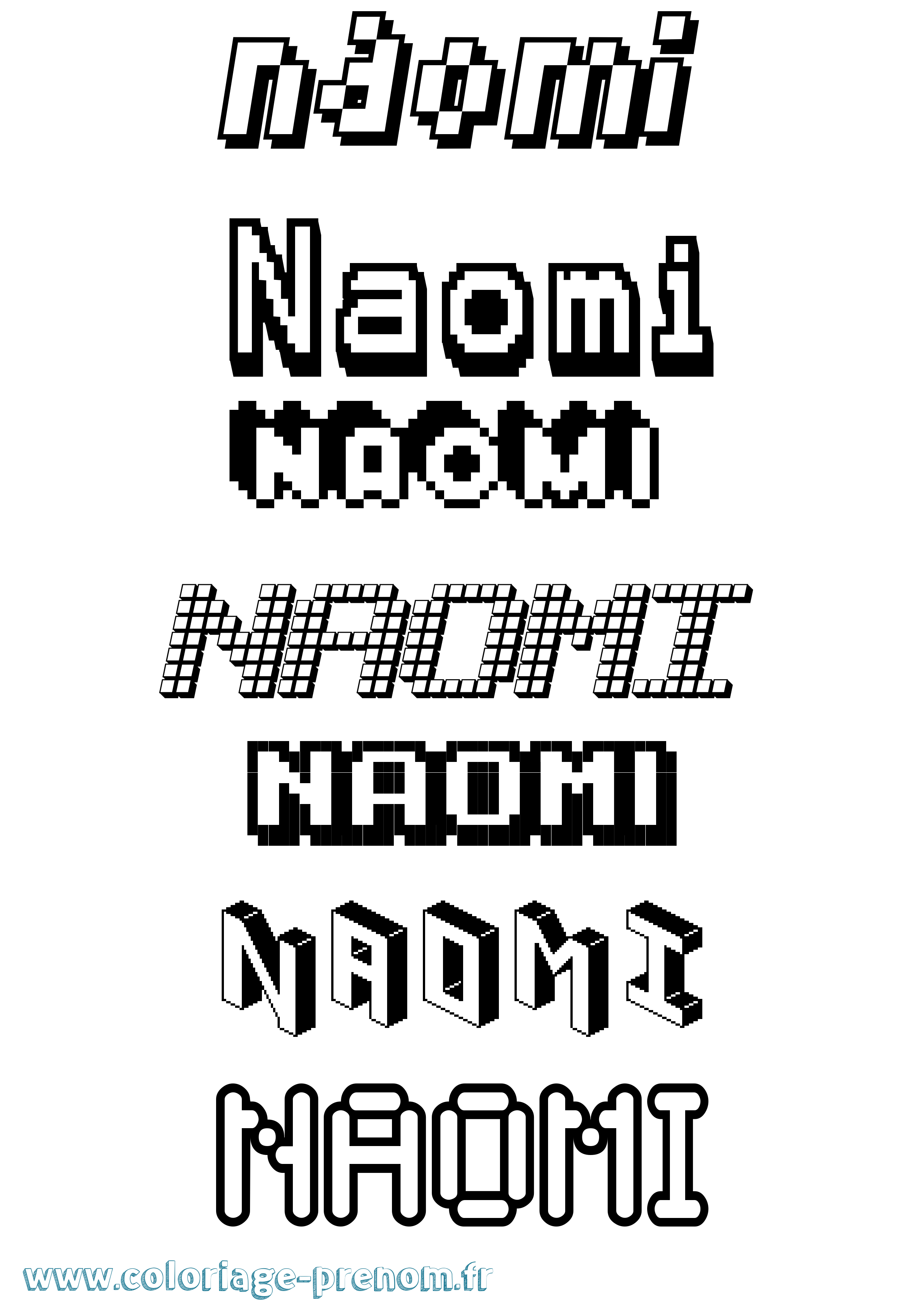 Coloriage prénom Naomi Pixel