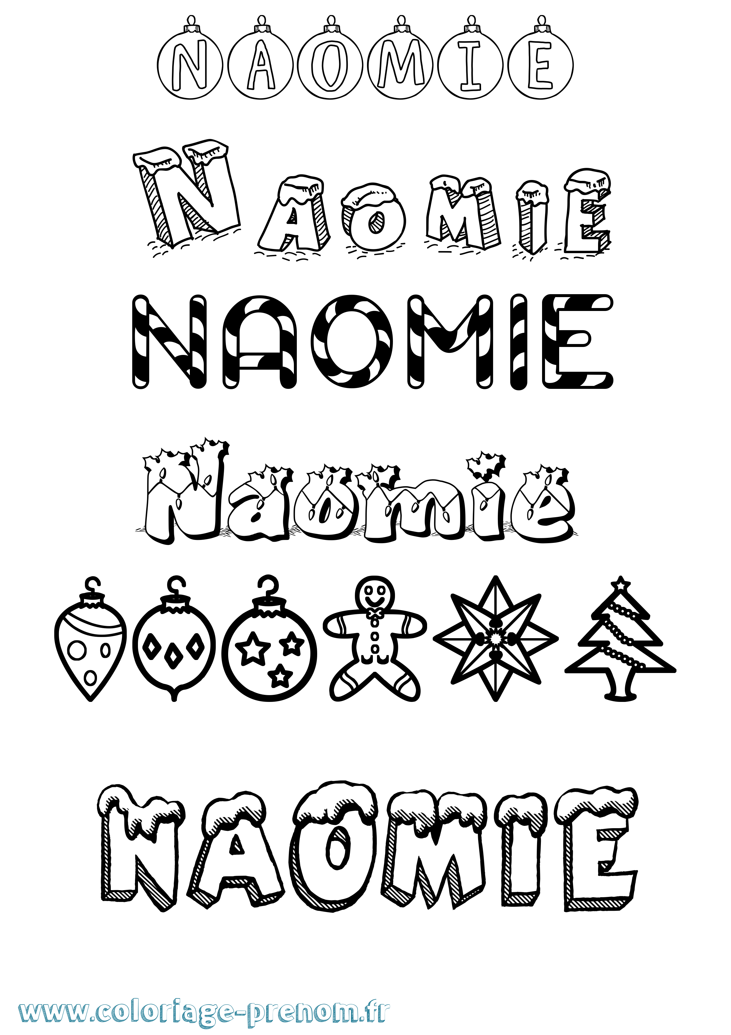 Coloriage prénom Naomie Noël