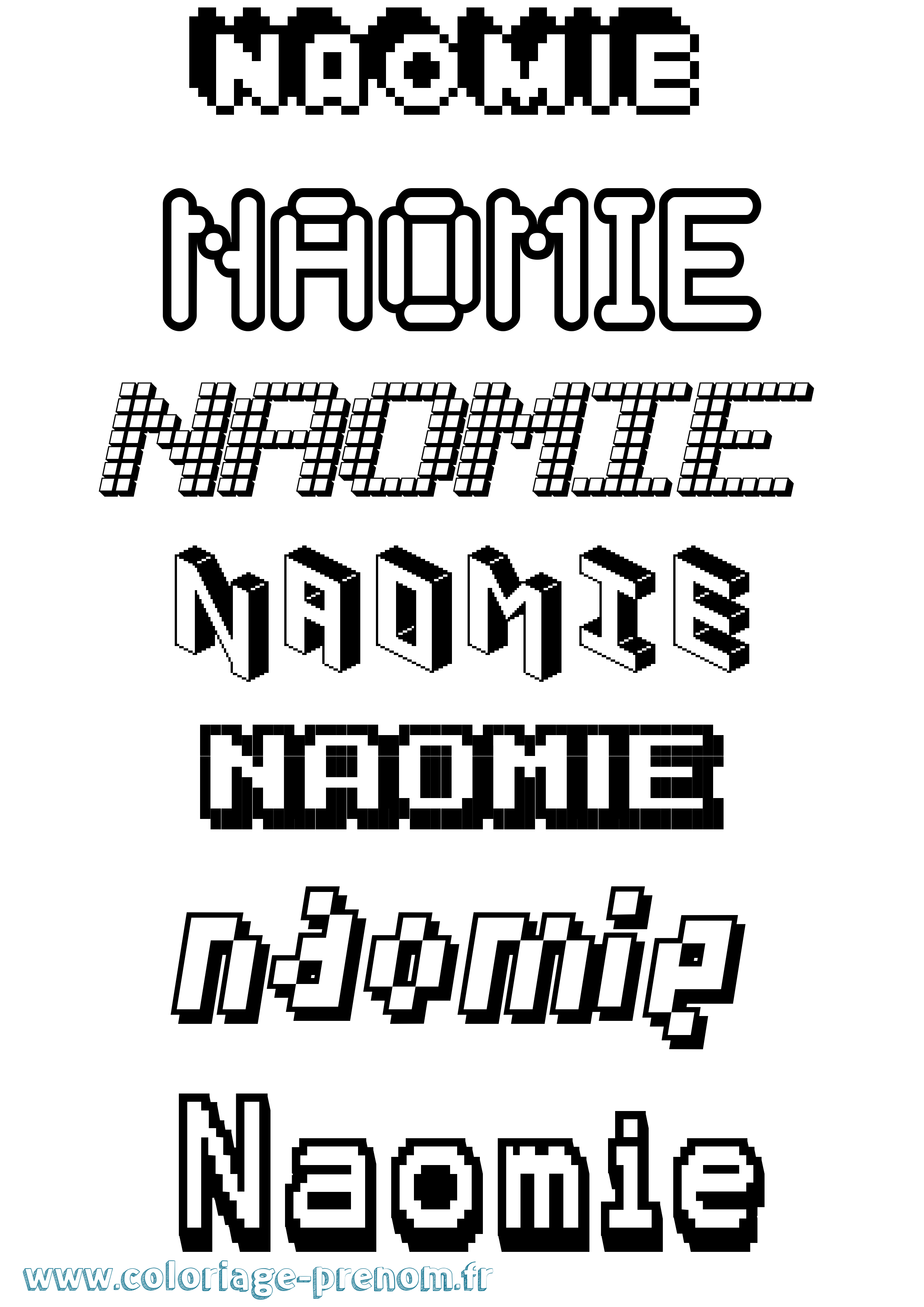 Coloriage prénom Naomie Pixel