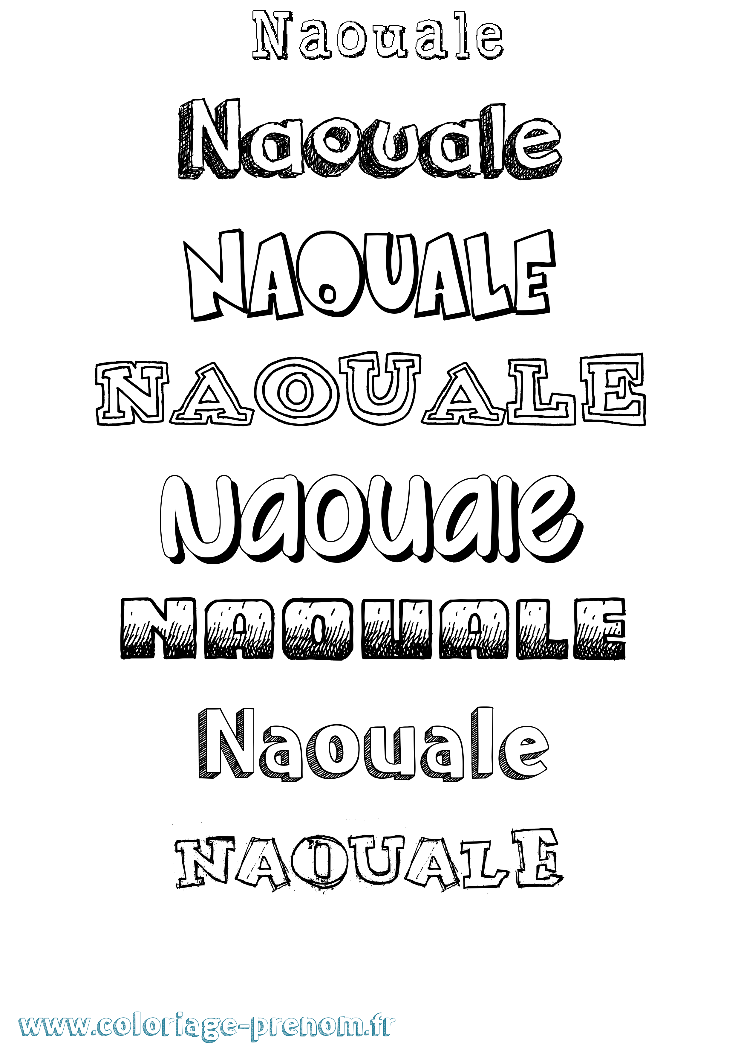Coloriage prénom Naouale Dessiné