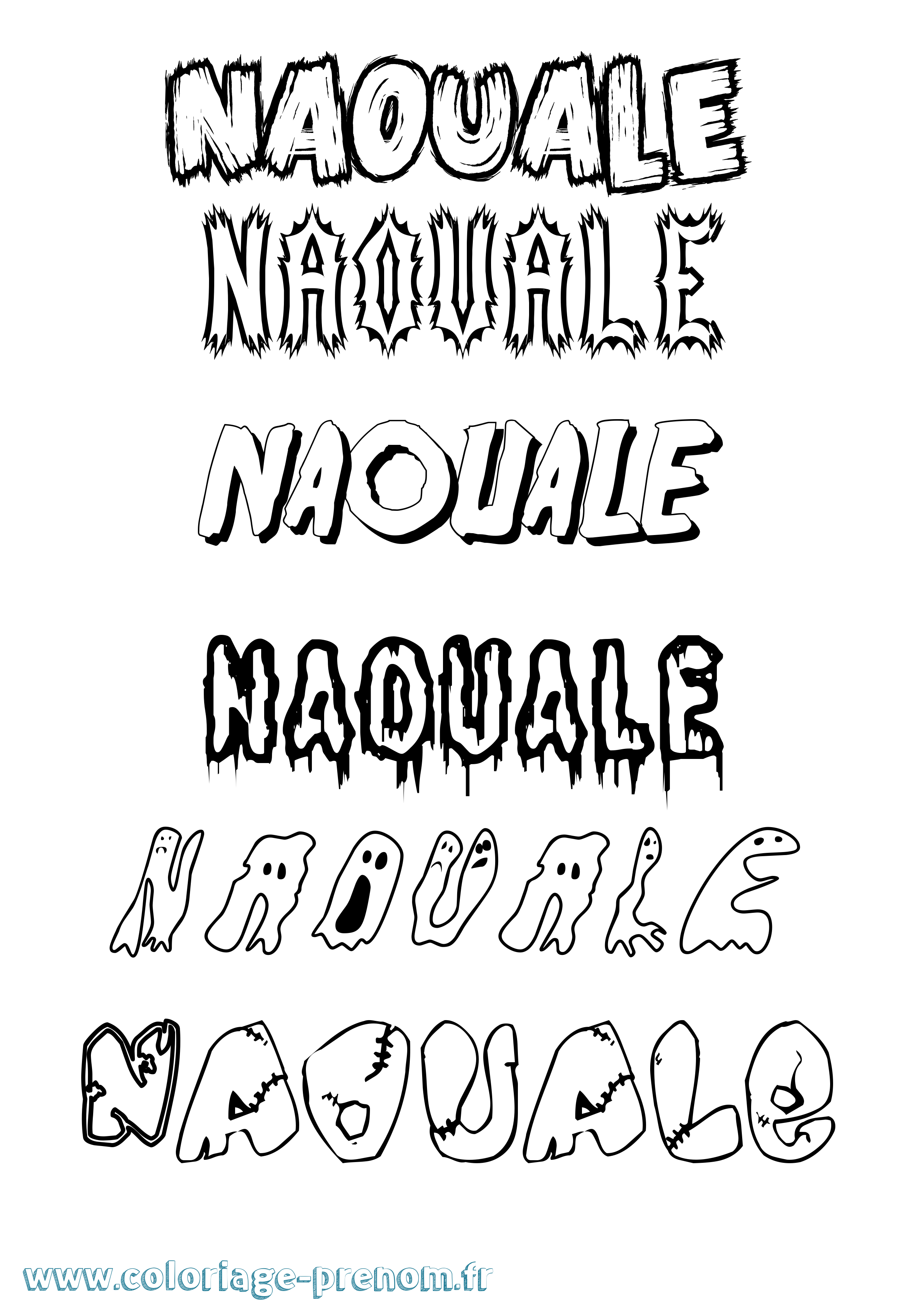 Coloriage prénom Naouale Frisson