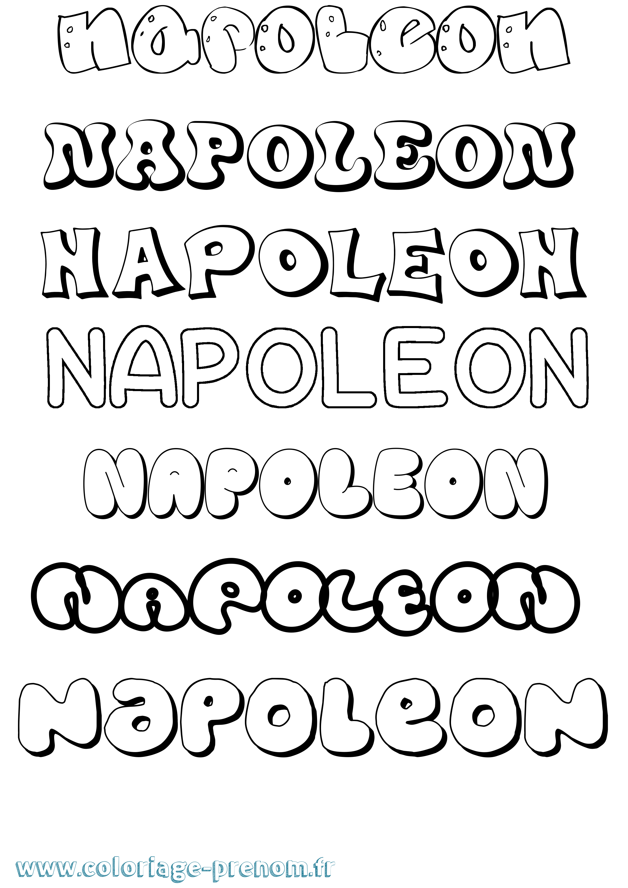 Coloriage prénom Napoleon Bubble